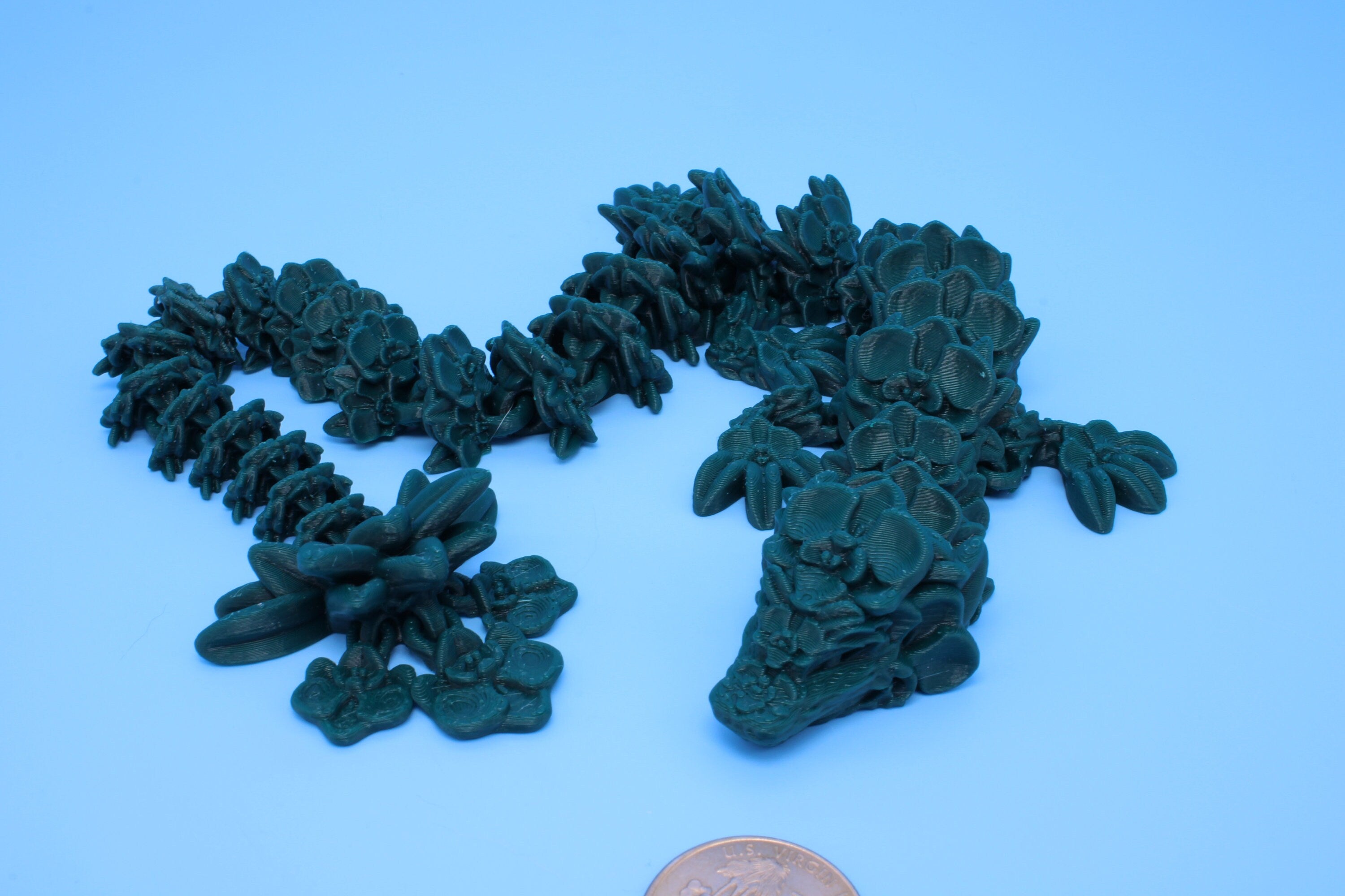 Orchid Dragon | 3D Printed | Flexi Toy | Adult Fidget Toy | 14.5 inch.