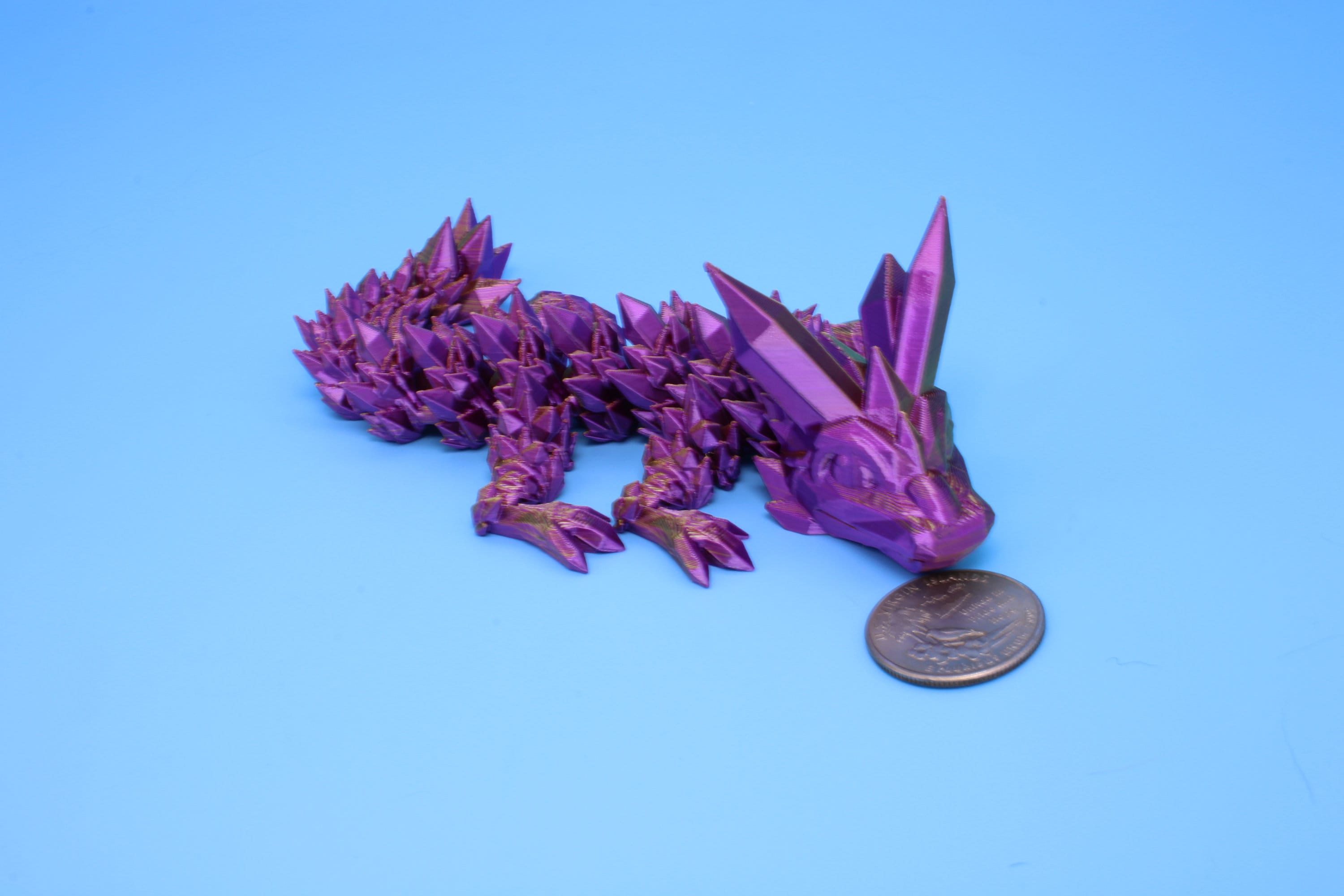 Baby Crystal Dragon- Miniature 3D Printed | 7 in.