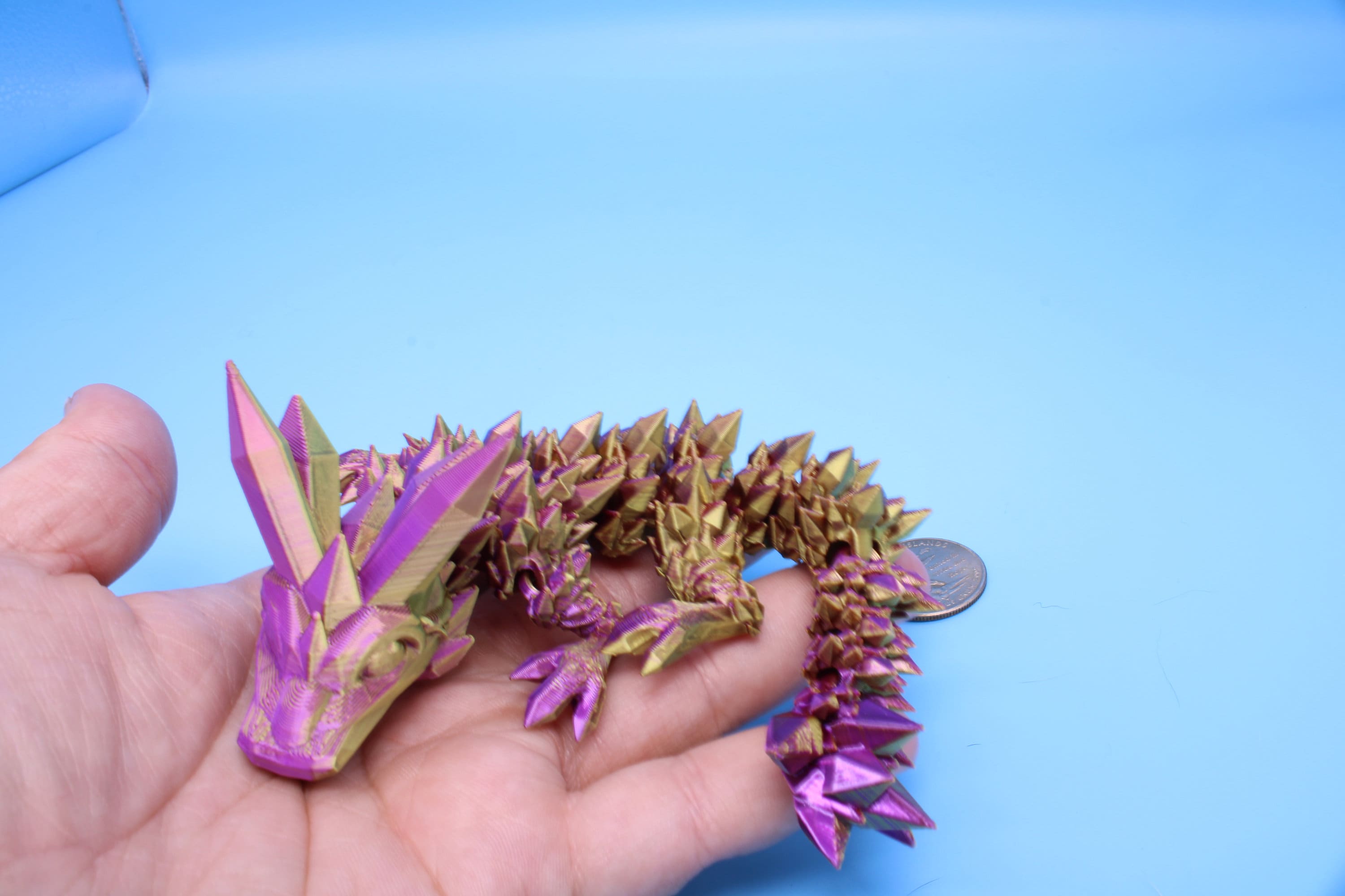 Baby Crystal Dragon- Miniature 3D Printed | 7 in.