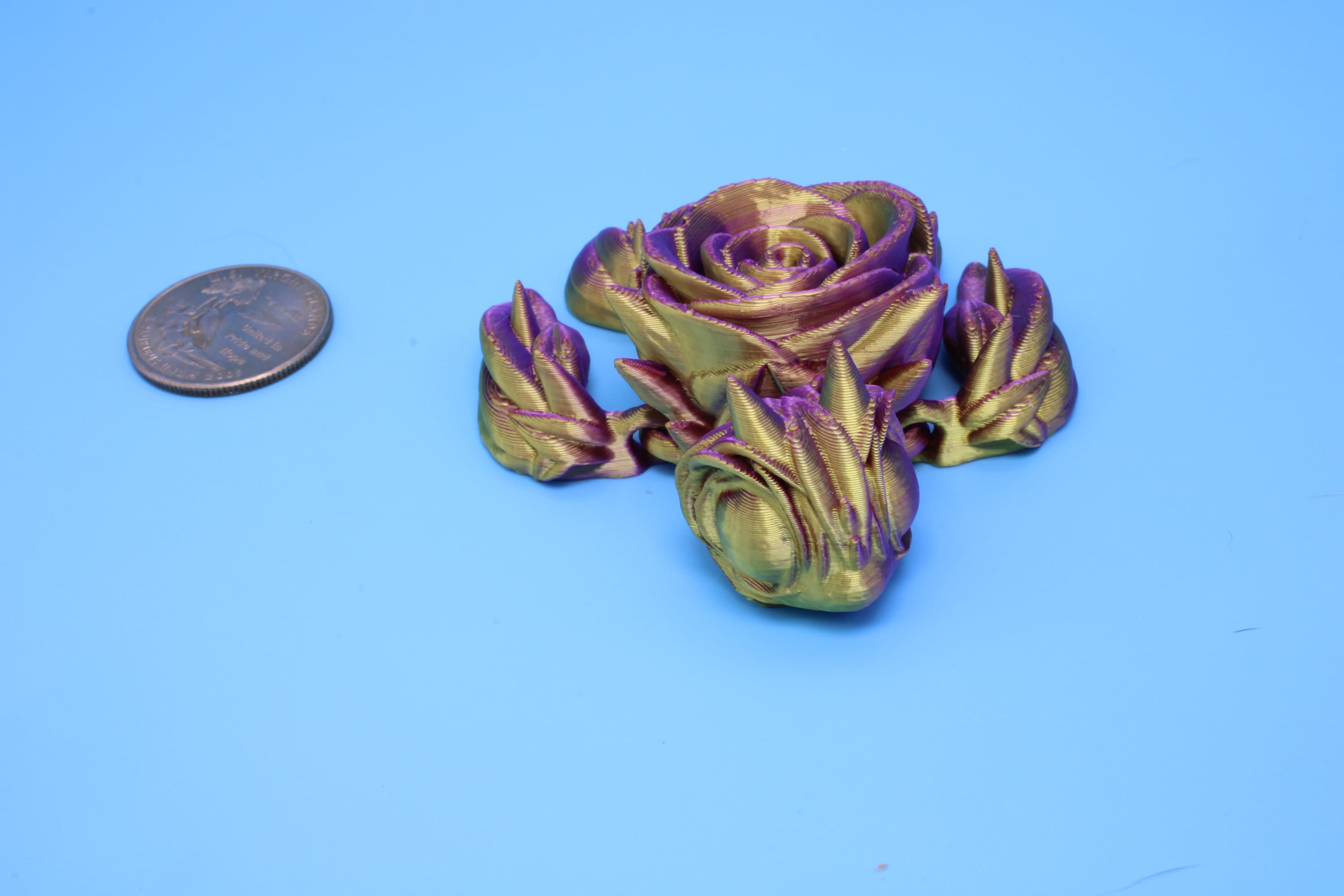 Rose Turtle | Flexi | Fidget | Roseurtle | 3D Printed | 3 in. | Adorable Rose Turtle Buddy.