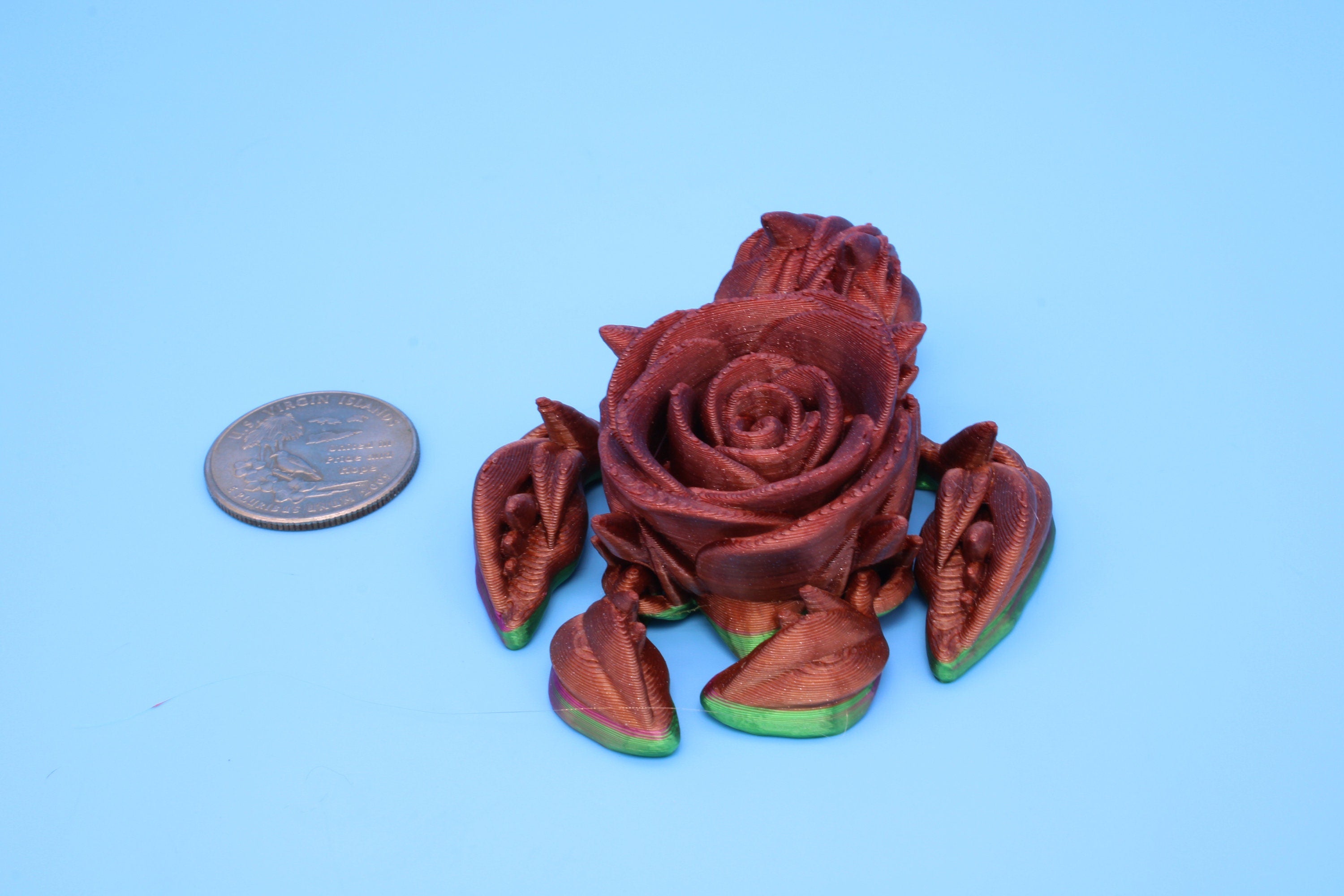 Rose Turtle | Flexi | Fidget | Roseurtle | 3D Printed | 3 in. | Adorable Rose Turtle Buddy.