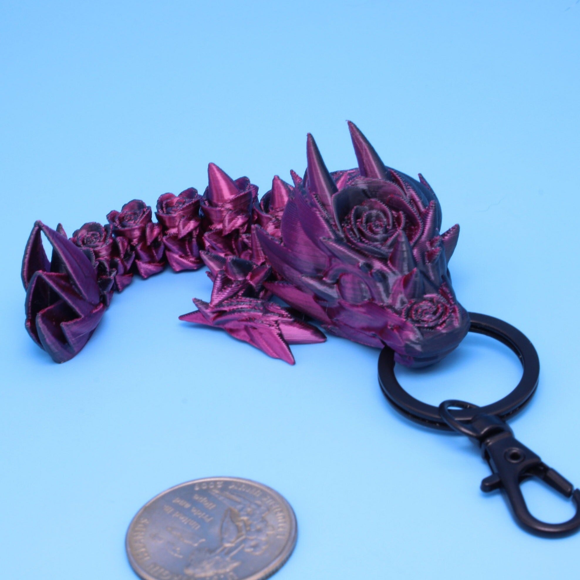 Baby Rose Dragon- Tadling Keychain | 3D Printed Rose Dragon | 4.75 inches Made to Order
