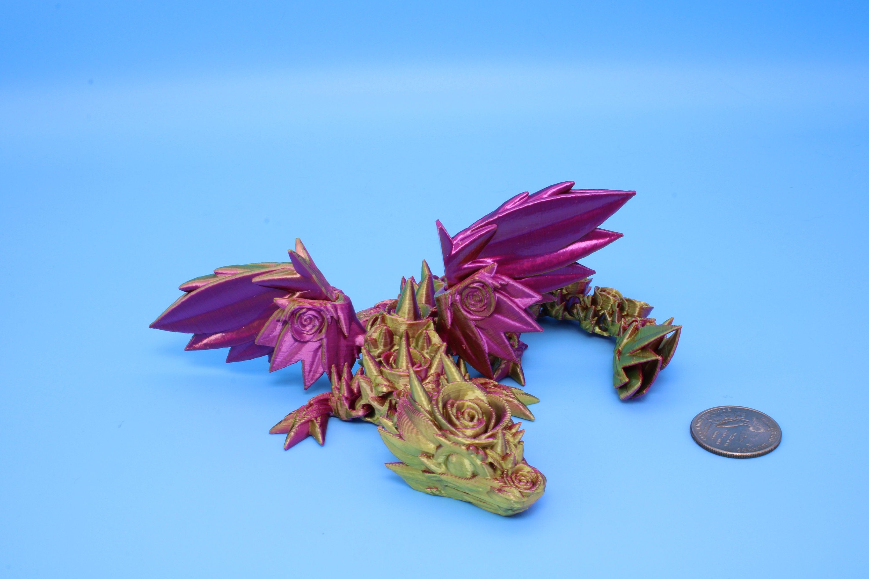 Baby Rose Wing Dragon | 3D Printed | Fidget | Flexi Toy 8.5 in. | Stress Relief Gift