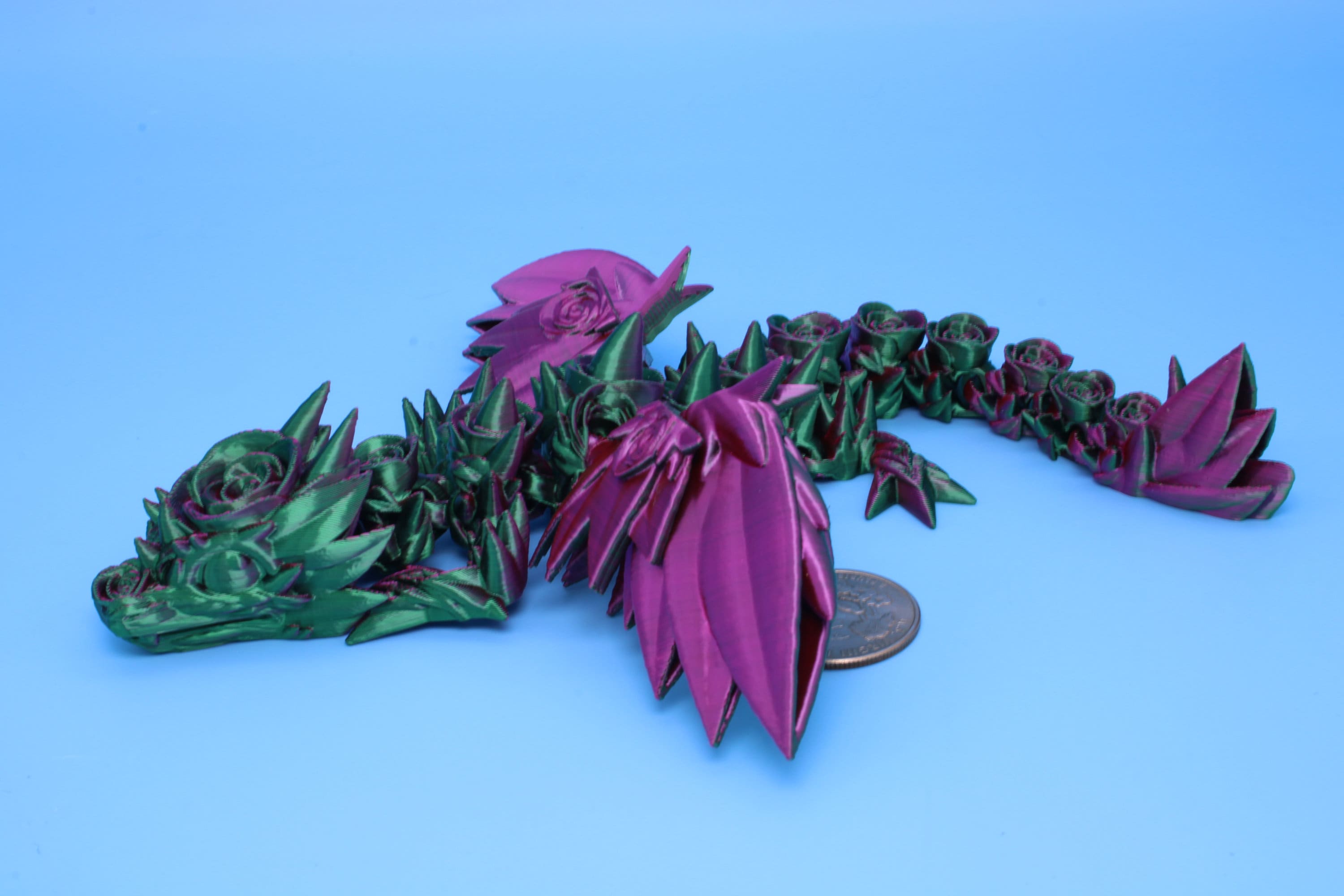 Baby Rose Wing Dragon | 3D Printed | Fidget | Flexi Toy 8.5 in. | Stress Relief Gift