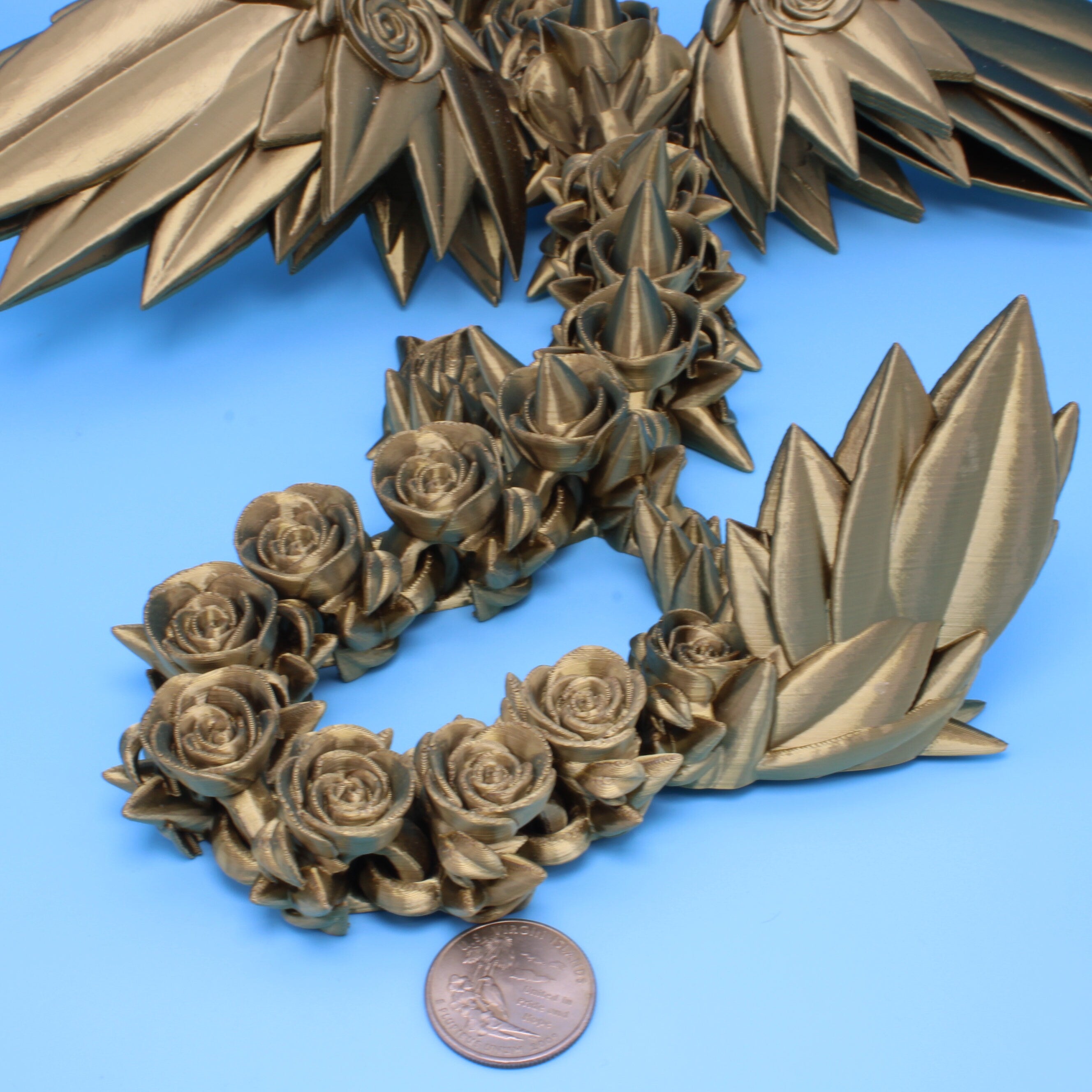 Rose Wing Dragon | Articulating Dragon | 3D Printed Fidget | 19 in.