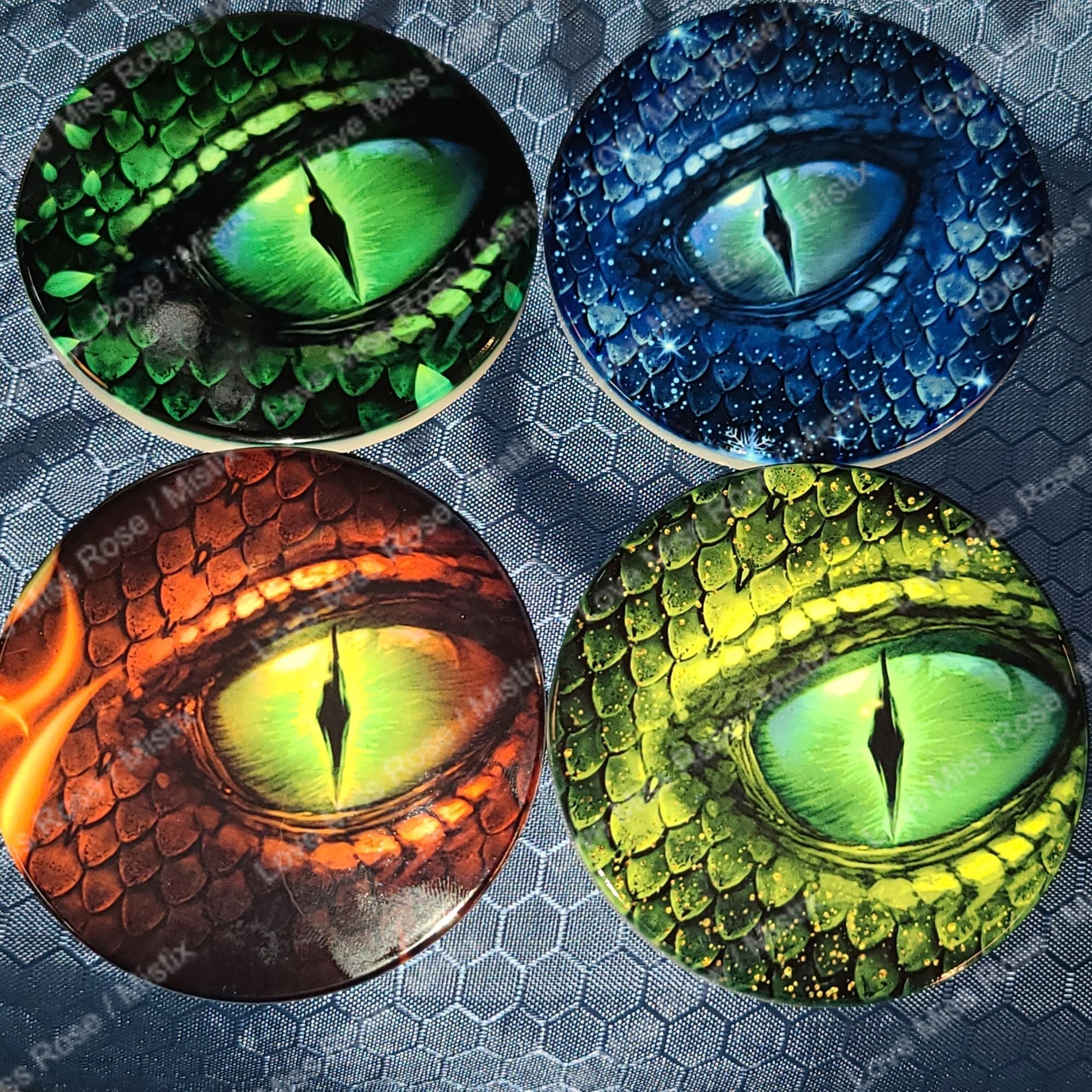 Dragon Eye Coaster- Green eye. Ceramic Single, or Set of 4 Unique coasters