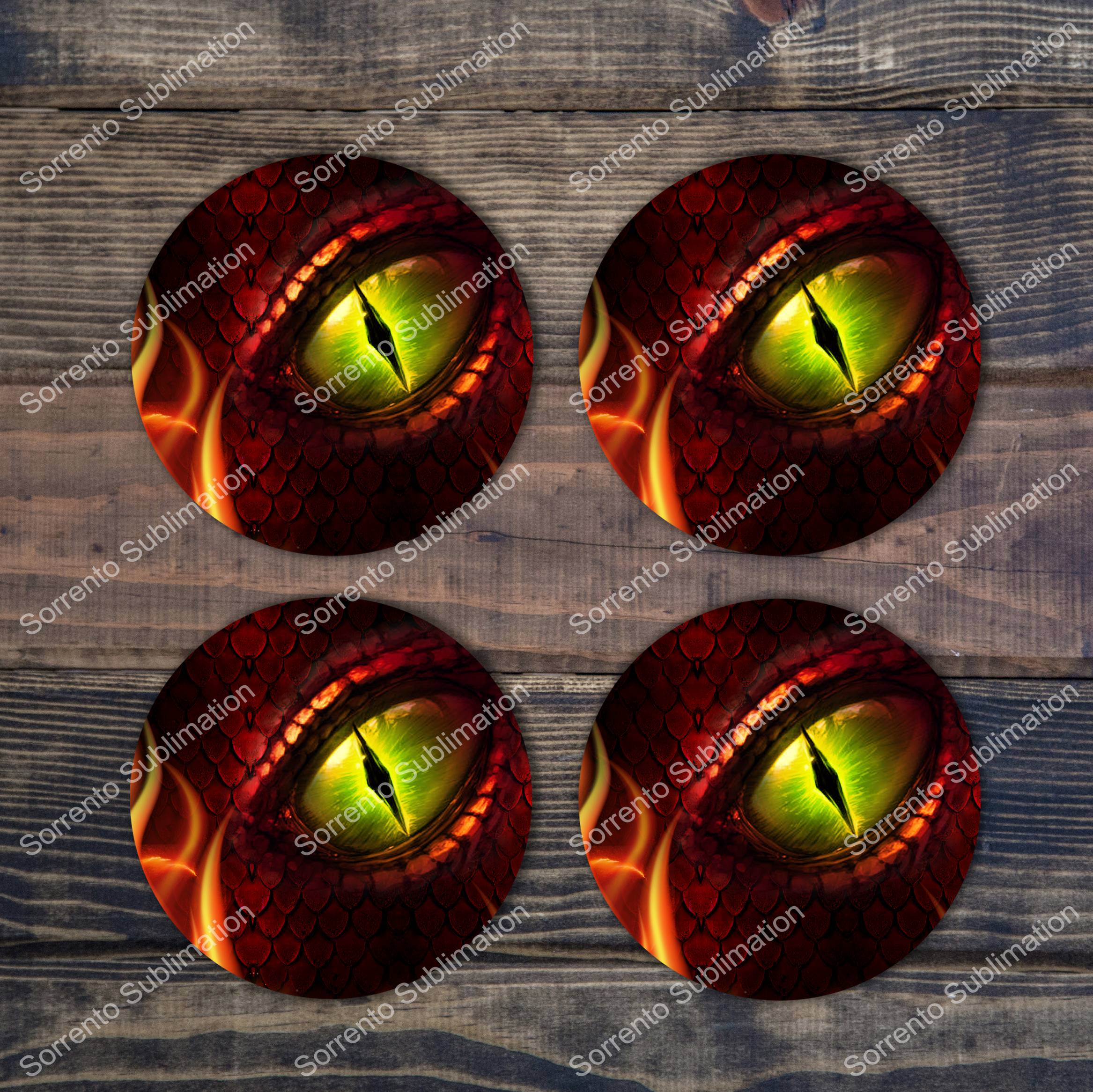 Dragon Eye Coaster- Green eye. Ceramic Single, or Set of 4 Unique coasters