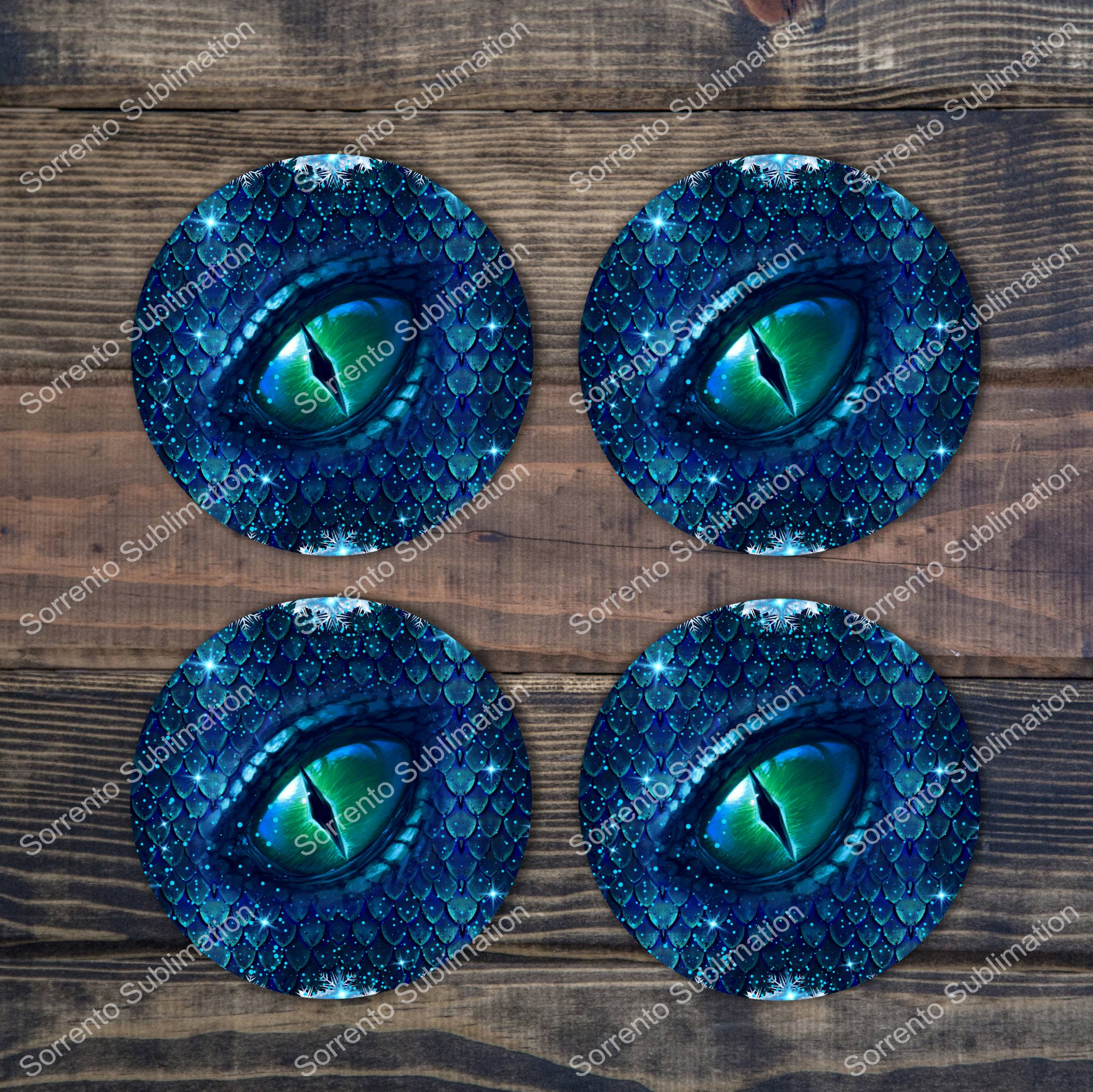 Dragon Eye Coaster- Green eye. Ceramic Single, or Set of 4 Unique coasters