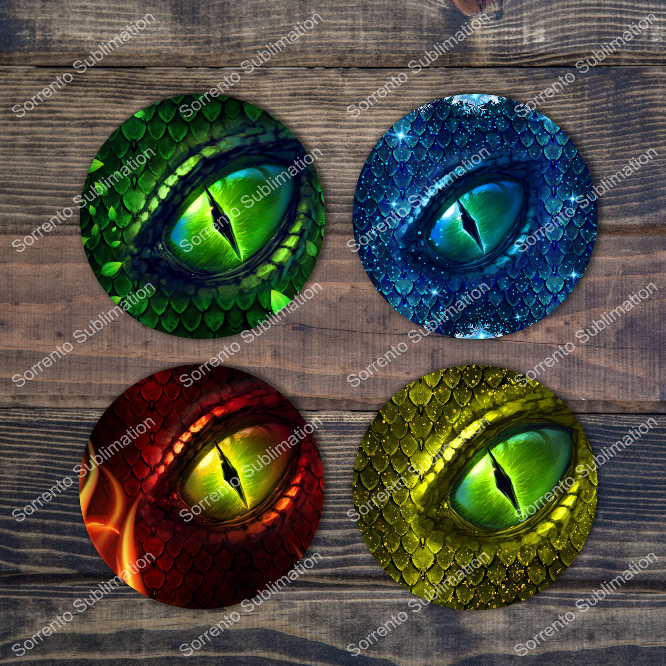 Dragon Eye Coaster- Green eye. Ceramic Single, or Set of 4 Unique coasters