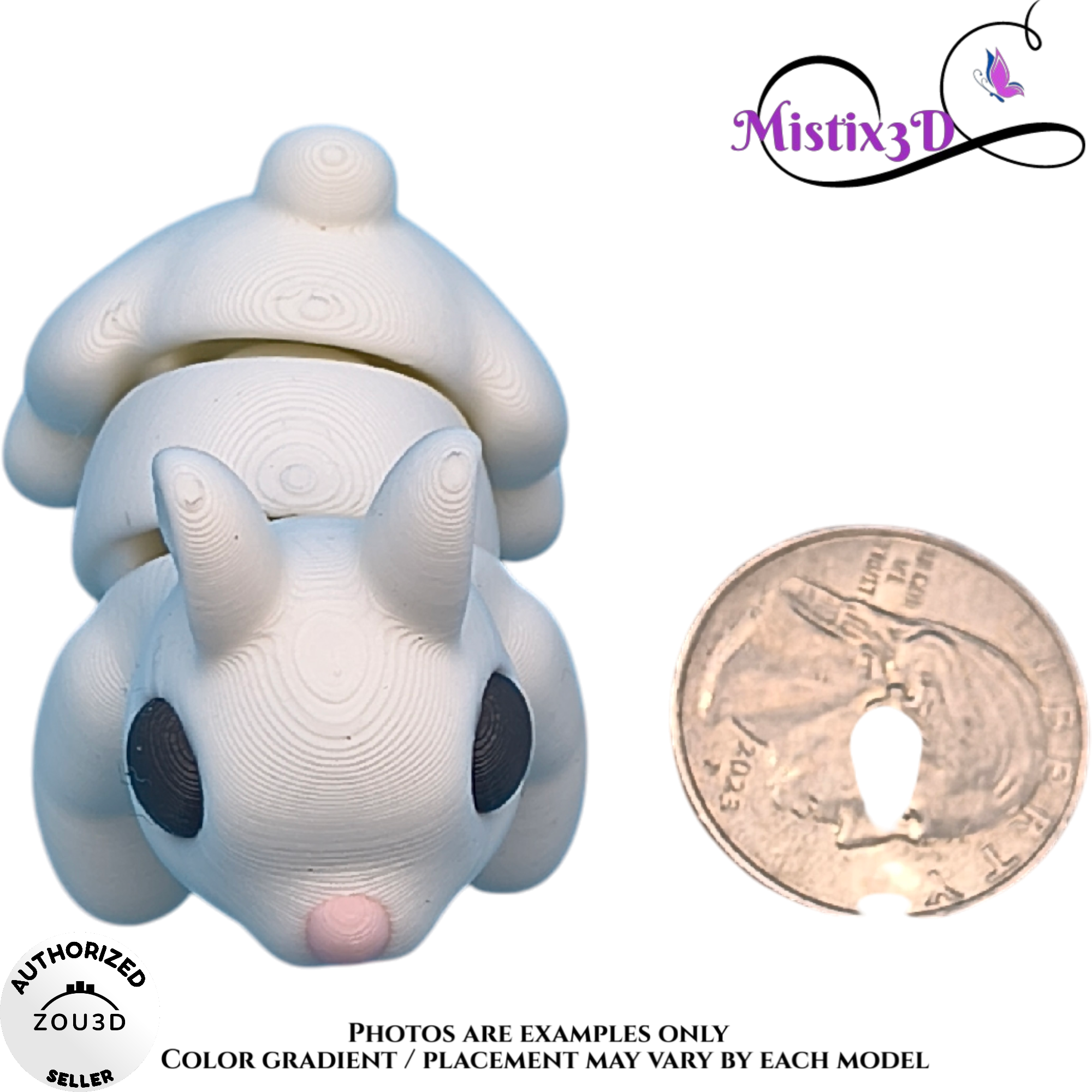 Baby White Bunny, 3D Printed - Authorized Seller