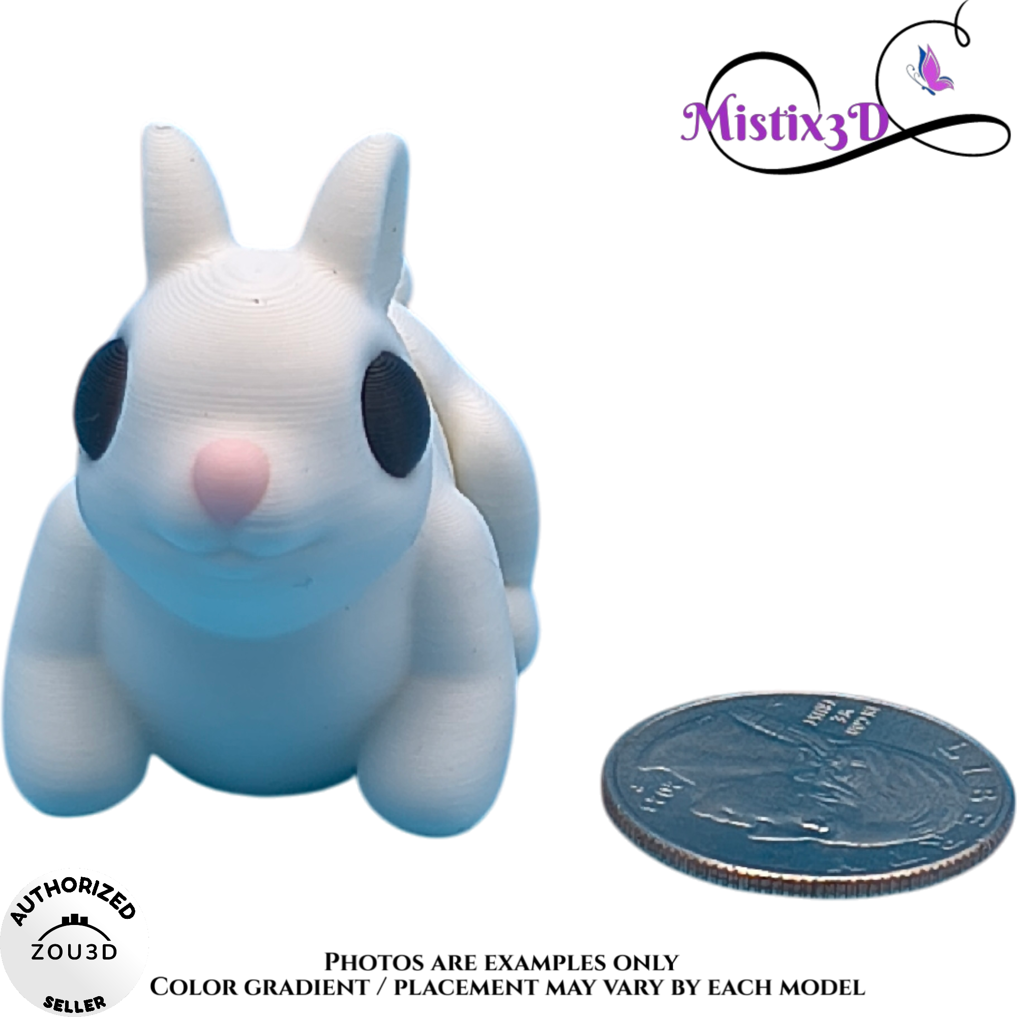 Baby White Bunny, 3D Printed - Authorized Seller