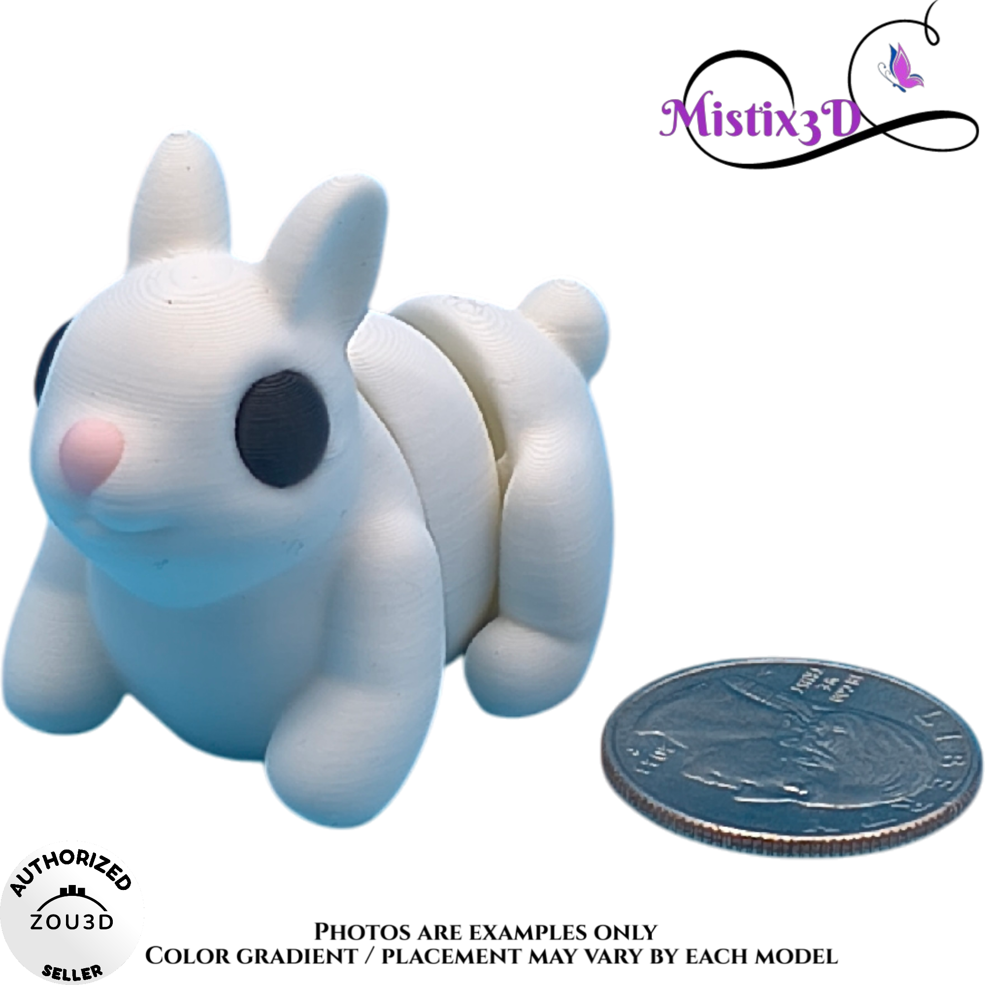 Baby White Bunny, 3D Printed - Authorized Seller