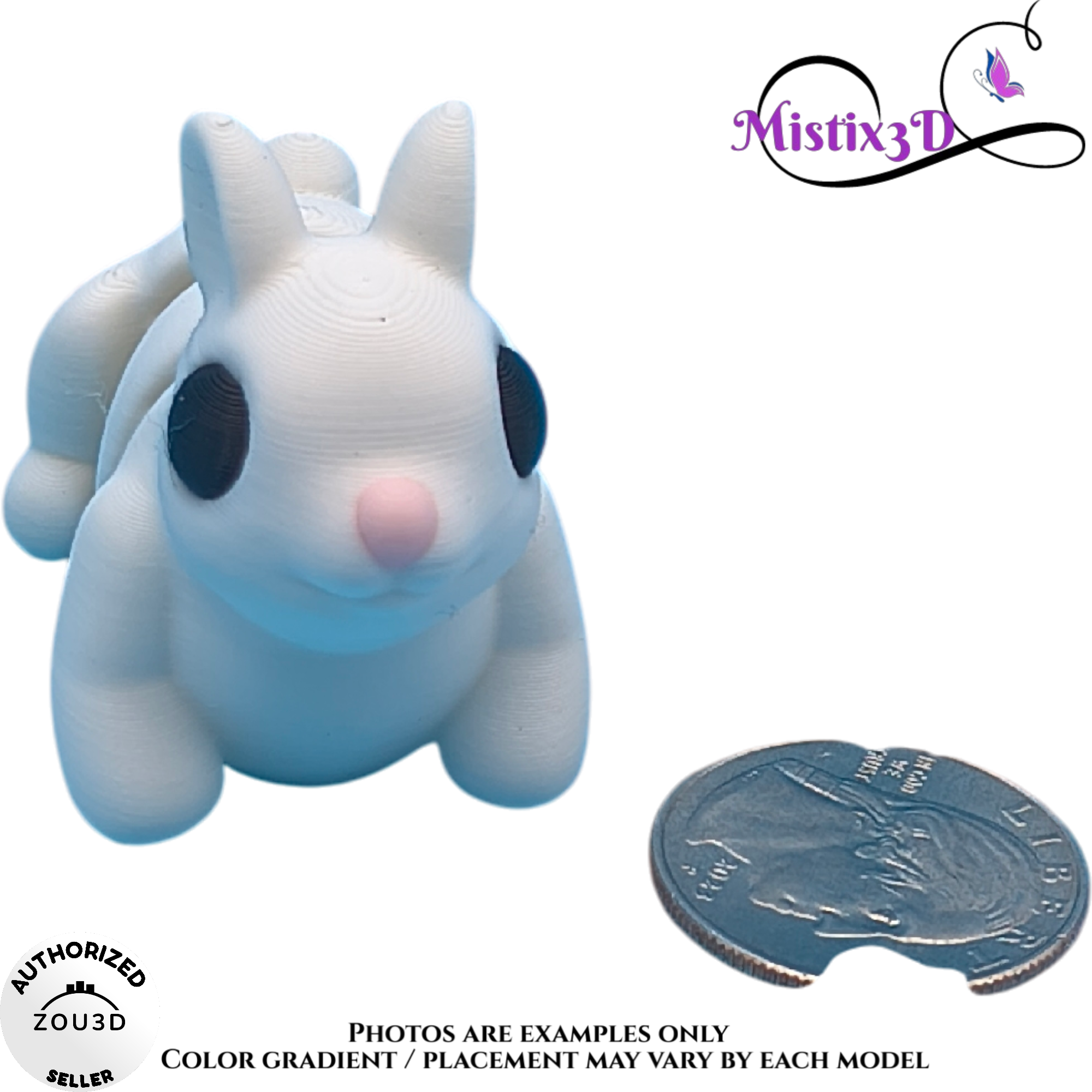 Baby White Bunny, 3D Printed - Authorized Seller