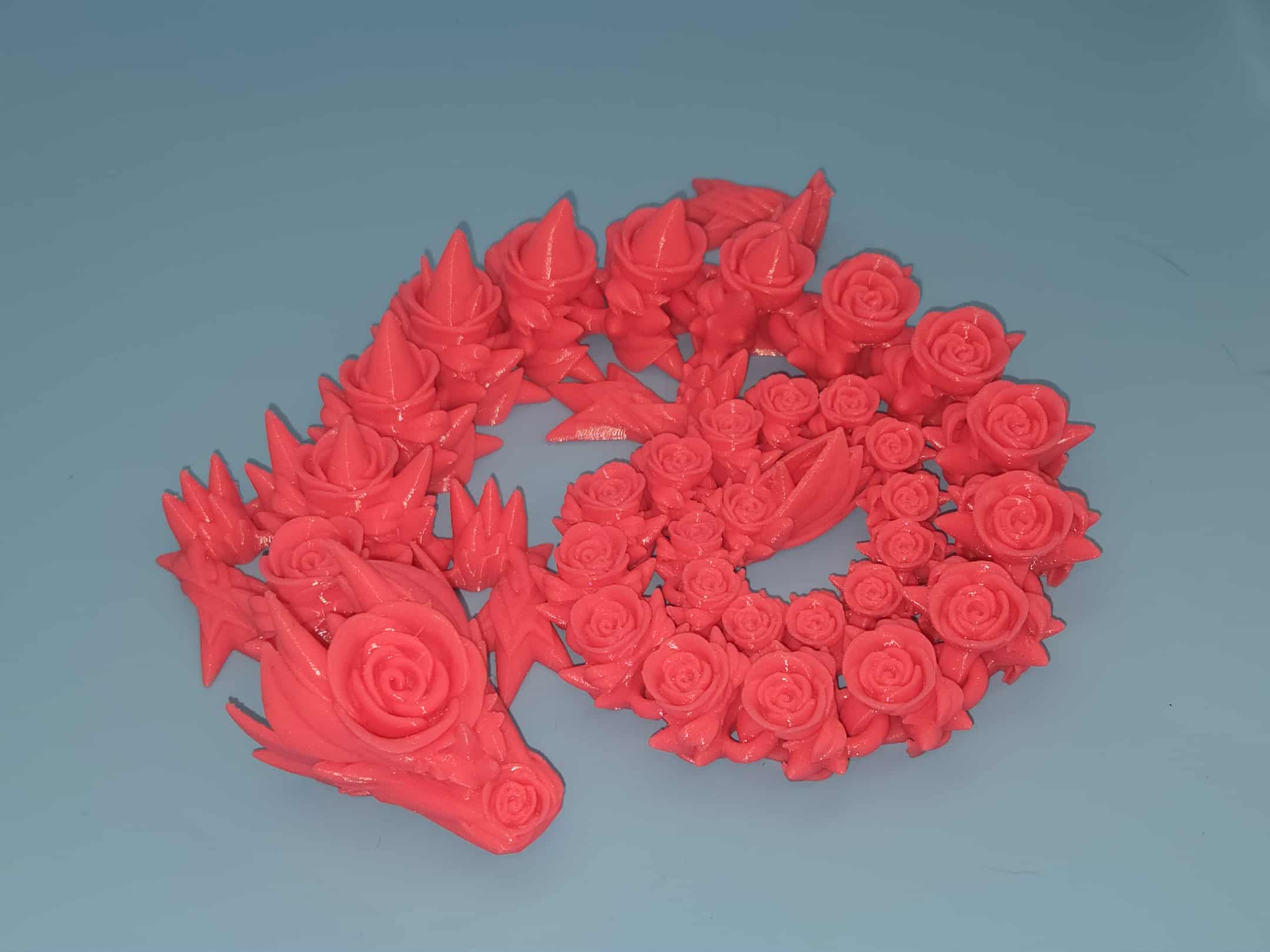 Rose Dragon- Pink | 3D Printed TPU | Fidget, Sensory Toy Dragon, Desk Toys. 29 in.