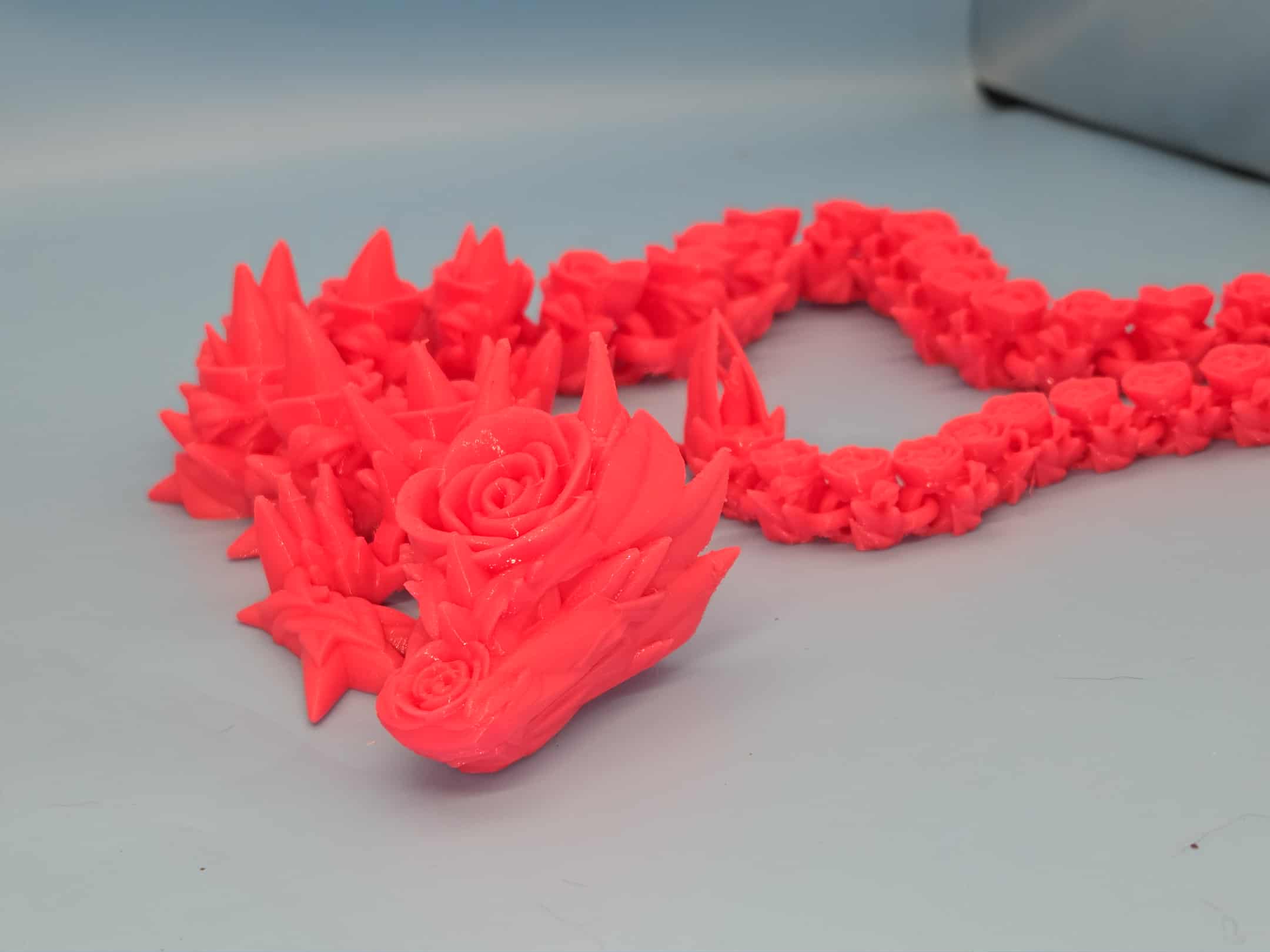 Rose Dragon- Pink | 3D Printed TPU | Fidget, Sensory Toy Dragon, Desk Toys. 29 in.