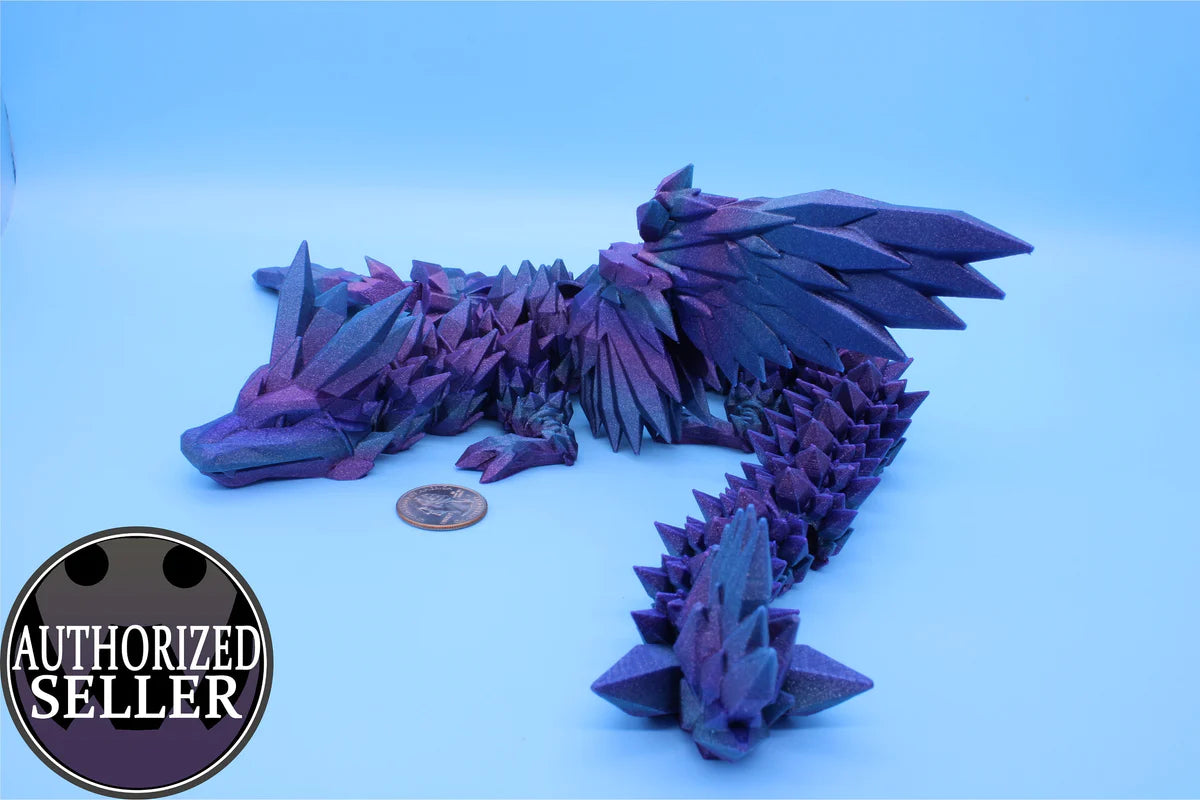Crystal Winged Dragon Mistix Sky Rainbow | Crystal Wing Dragon | 3D printed | Articulating 18 in.