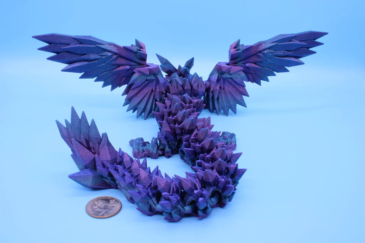 Crystal Winged Dragon Mistix Sky Rainbow | Crystal Wing Dragon | 3D printed | Articulating 18 in.