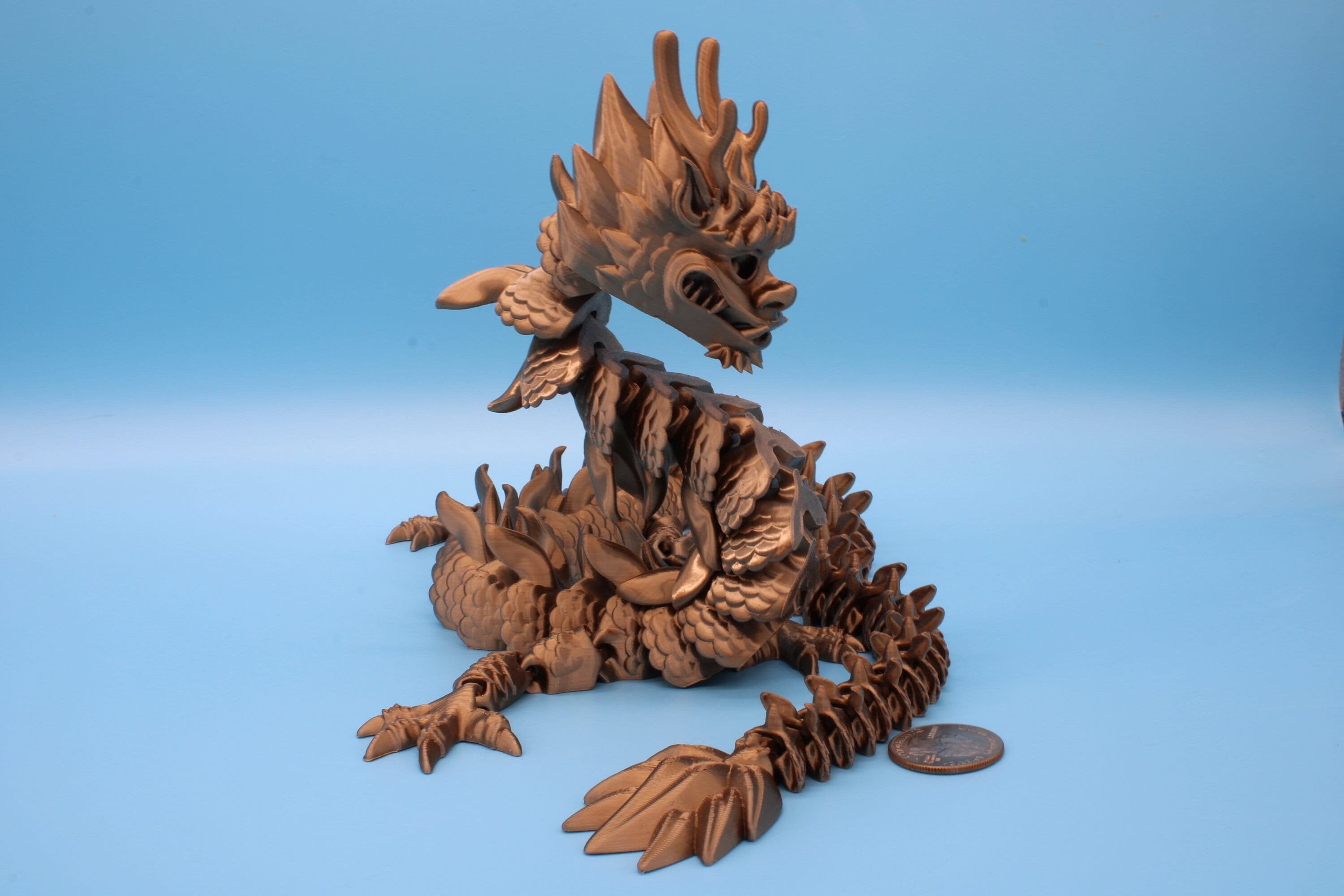 Imperial Dragon- Dark Gold | 27 in. | Fidget Toy Dragon | 3D printed | Pet Flexi Dragon | Stress Relief Gift