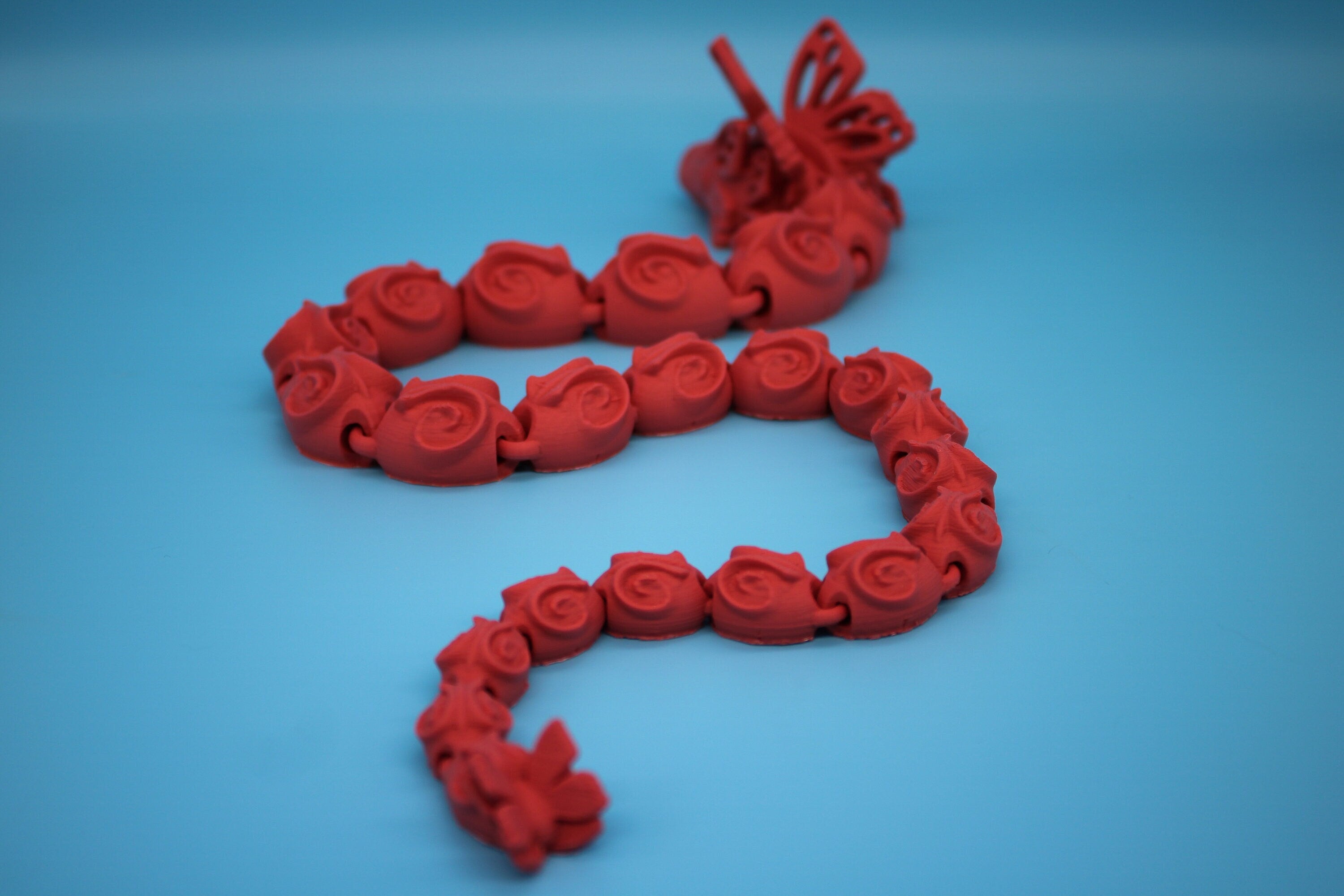 Butterfly Snake | 28 in | Coral | 3D Printed | Fidget Toy | Flexi Toy Snake | Desk Toys | Sensory Toy.