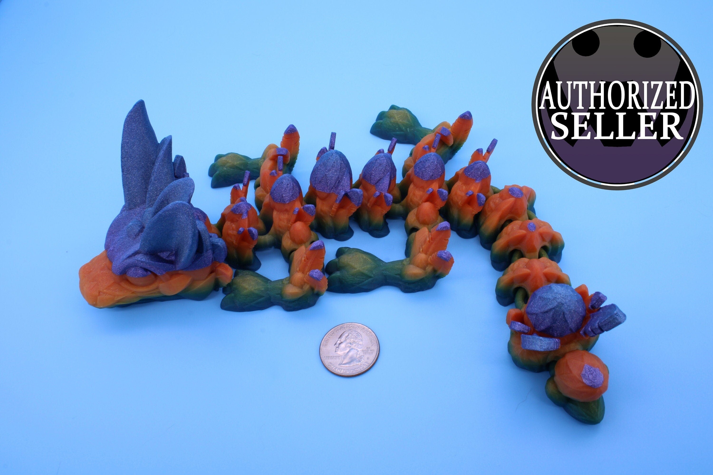 Easter Baby Dragon | Multi Color Rainbow | 3D Printed Articulating Dragon | Flexi Toy | Adult Fidget Toy | Dragon Buddy ready for you! 12 in