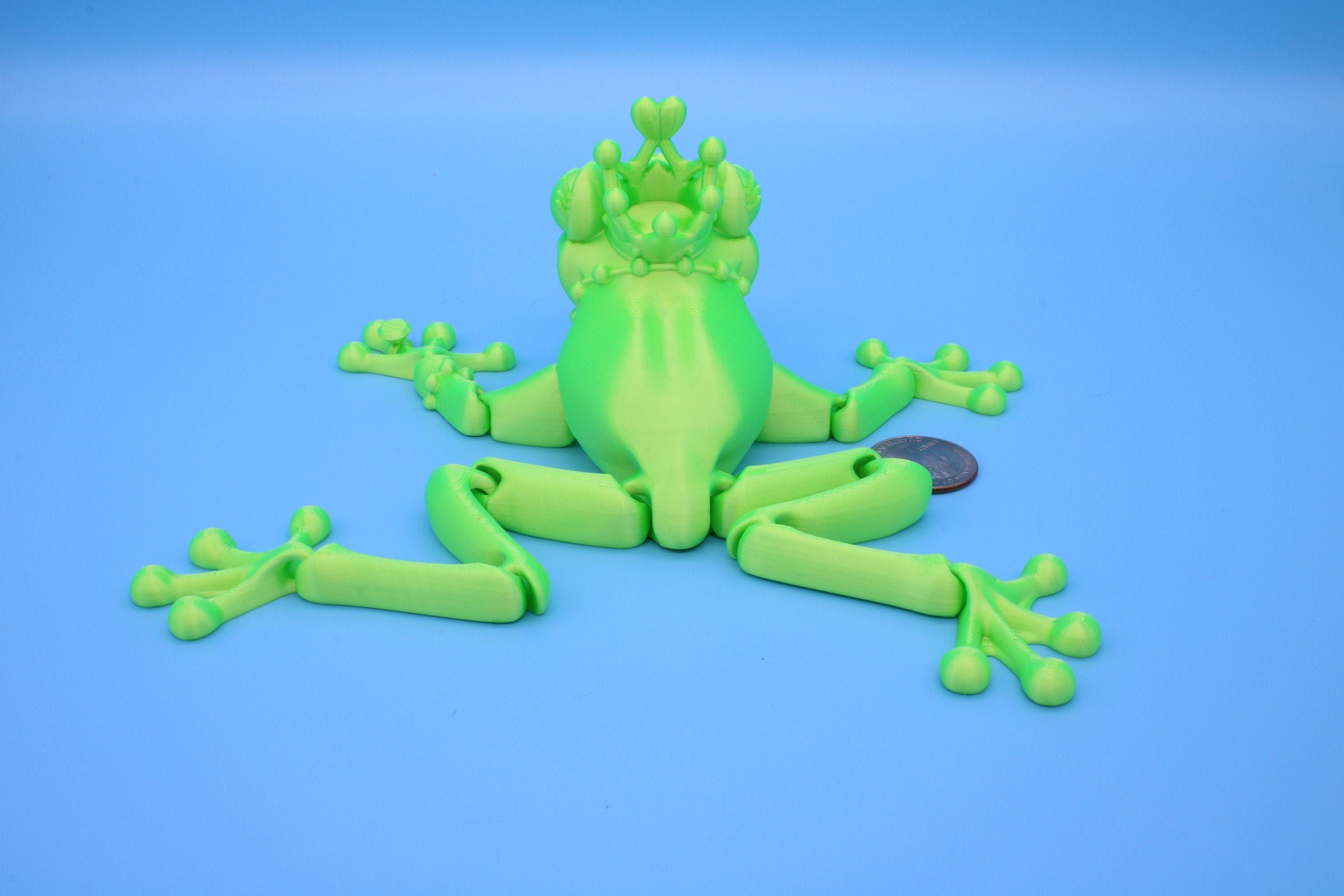 Green Princess Frog | Cute Flexi Toy | Articulating Frog | 3D printed Unique Fidget | Desk Buddy