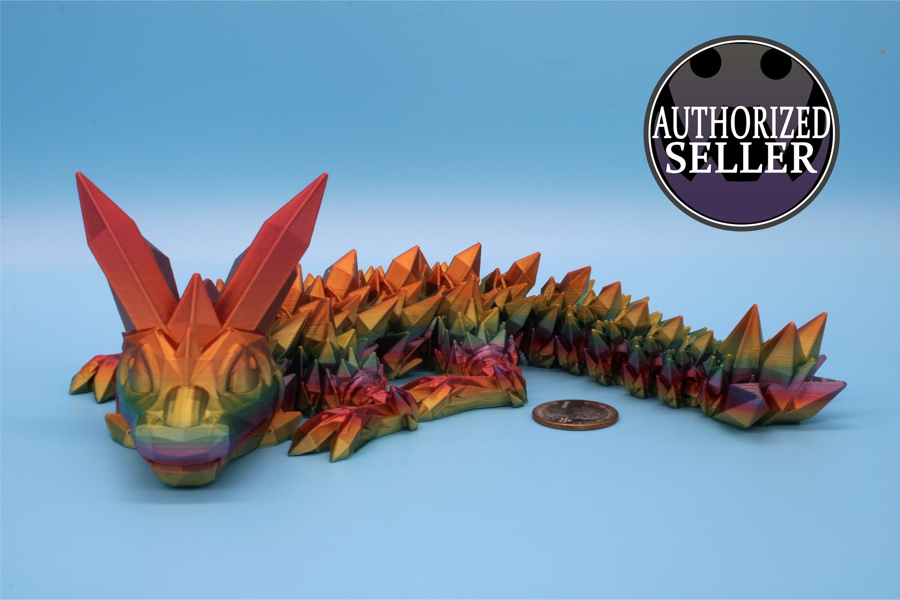 Rainbow Baby Dragon | 3D Printed Crystal Dragon | 11.5 inches Dragon Friend | Sensory Toy | Fidget Toy | Flexi Dragon.