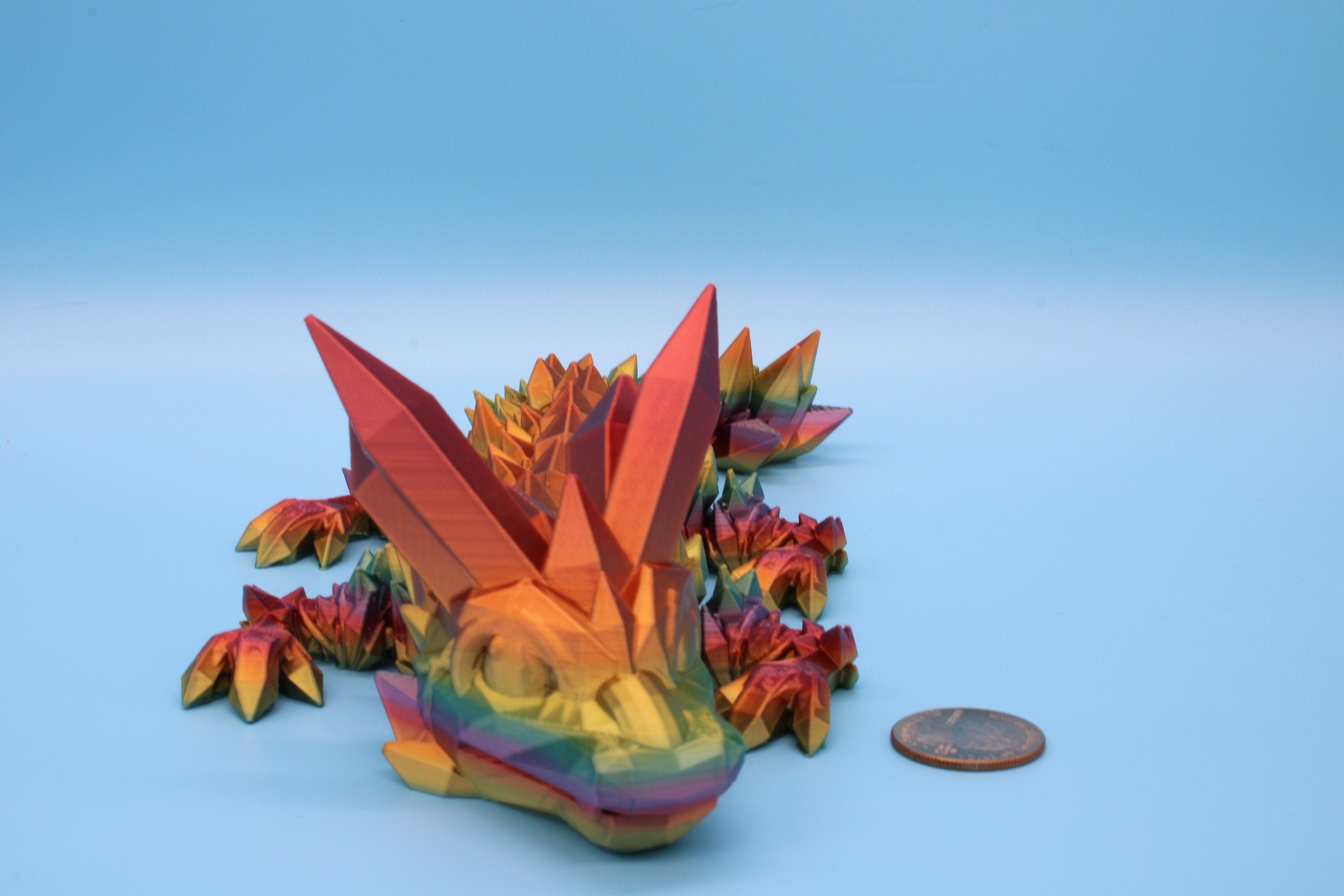 Rainbow Baby Dragon | 3D Printed Crystal Dragon | 11.5 inches Dragon Friend | Sensory Toy | Fidget Toy | Flexi Dragon.