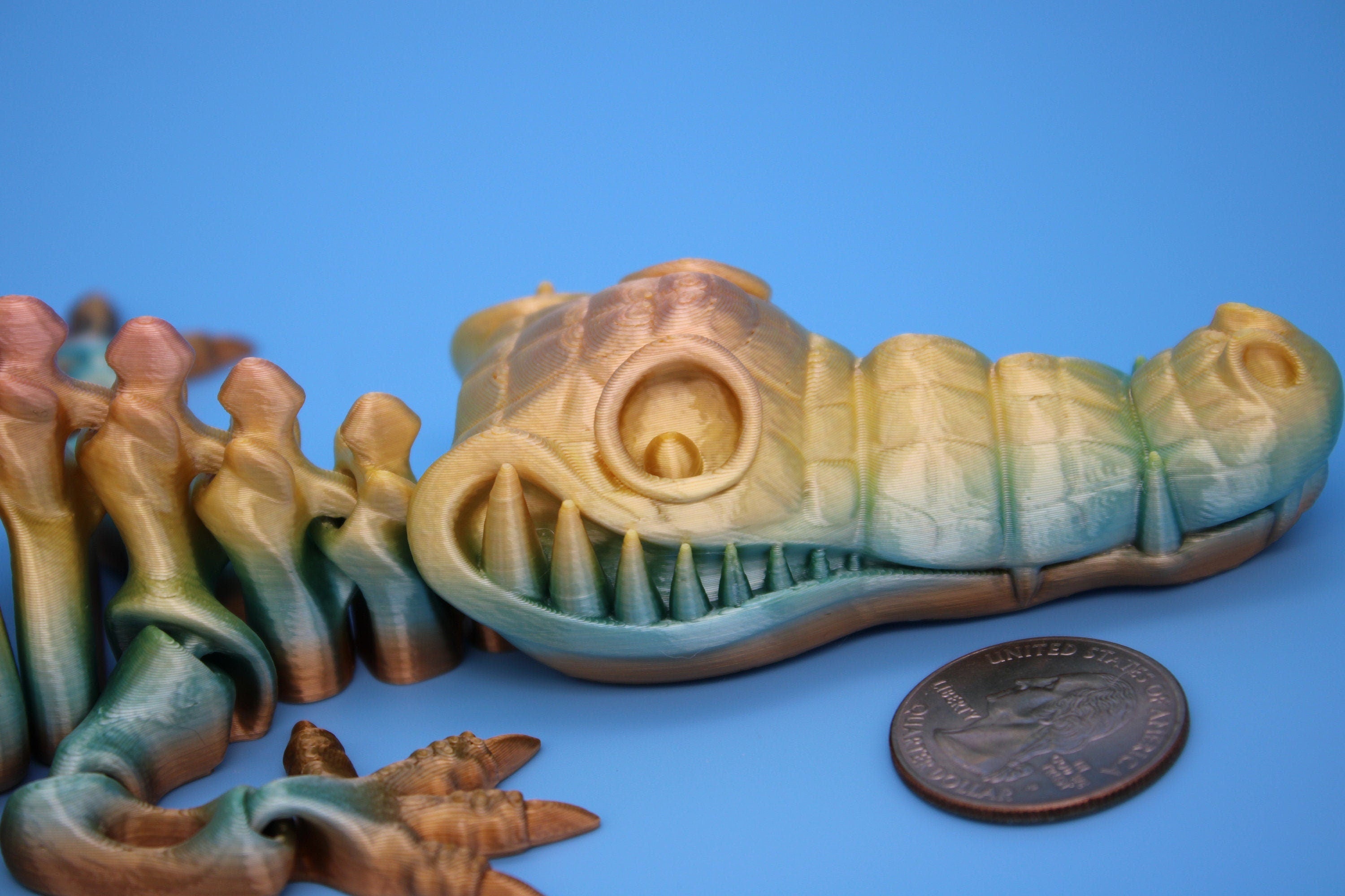 Rainbow Crocodile | Cute Flexi Toy | Articulating Crocodile | 3D printed Unique Fidget | Desk Buddy | 13 in.