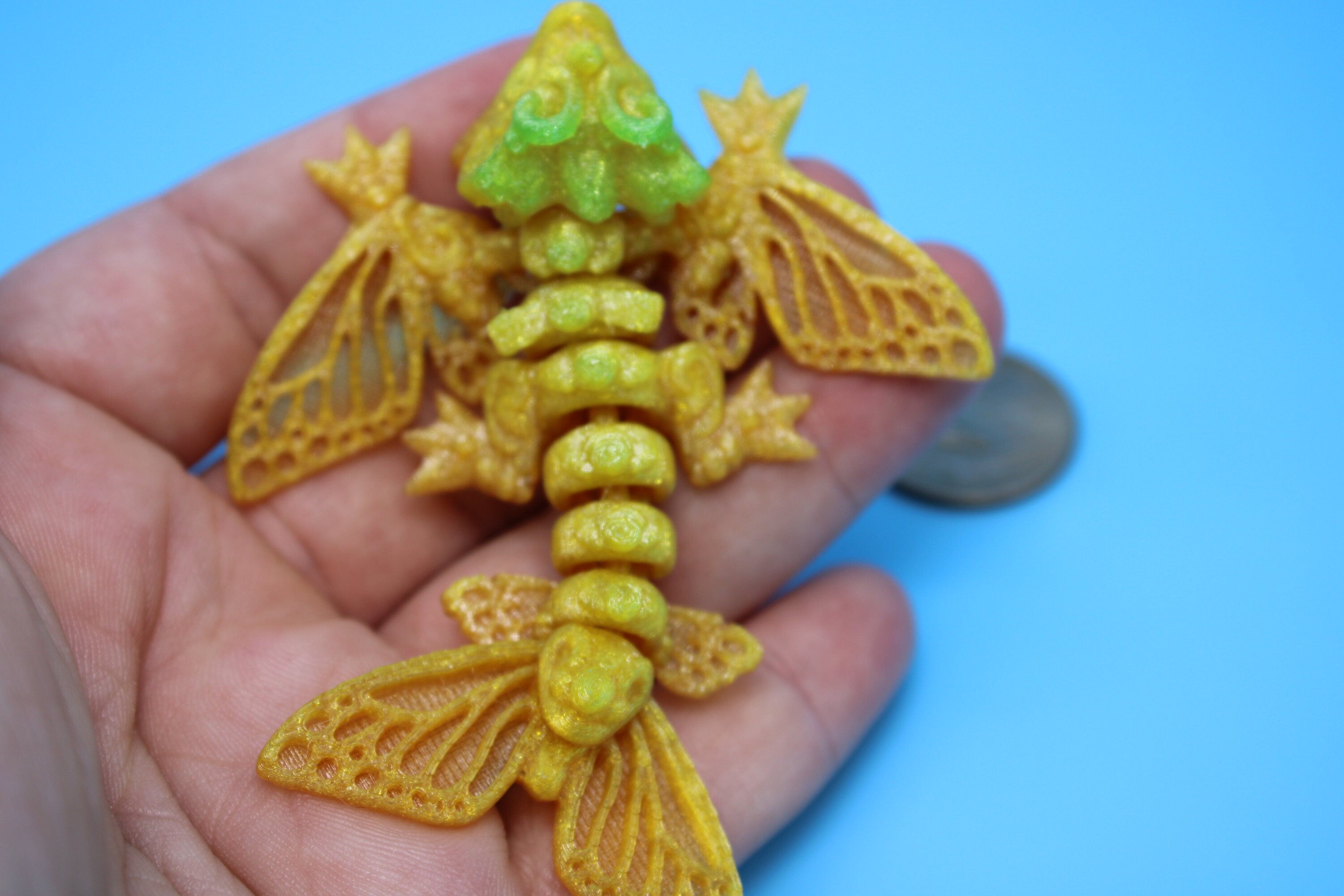 Butterfly Wyvern | Flexible (TPU) | Miniature | 3D Printed | Wyvern Dragon | 3.25 in. | Dragon Toy | Fidget Toy | Flexi Dragon