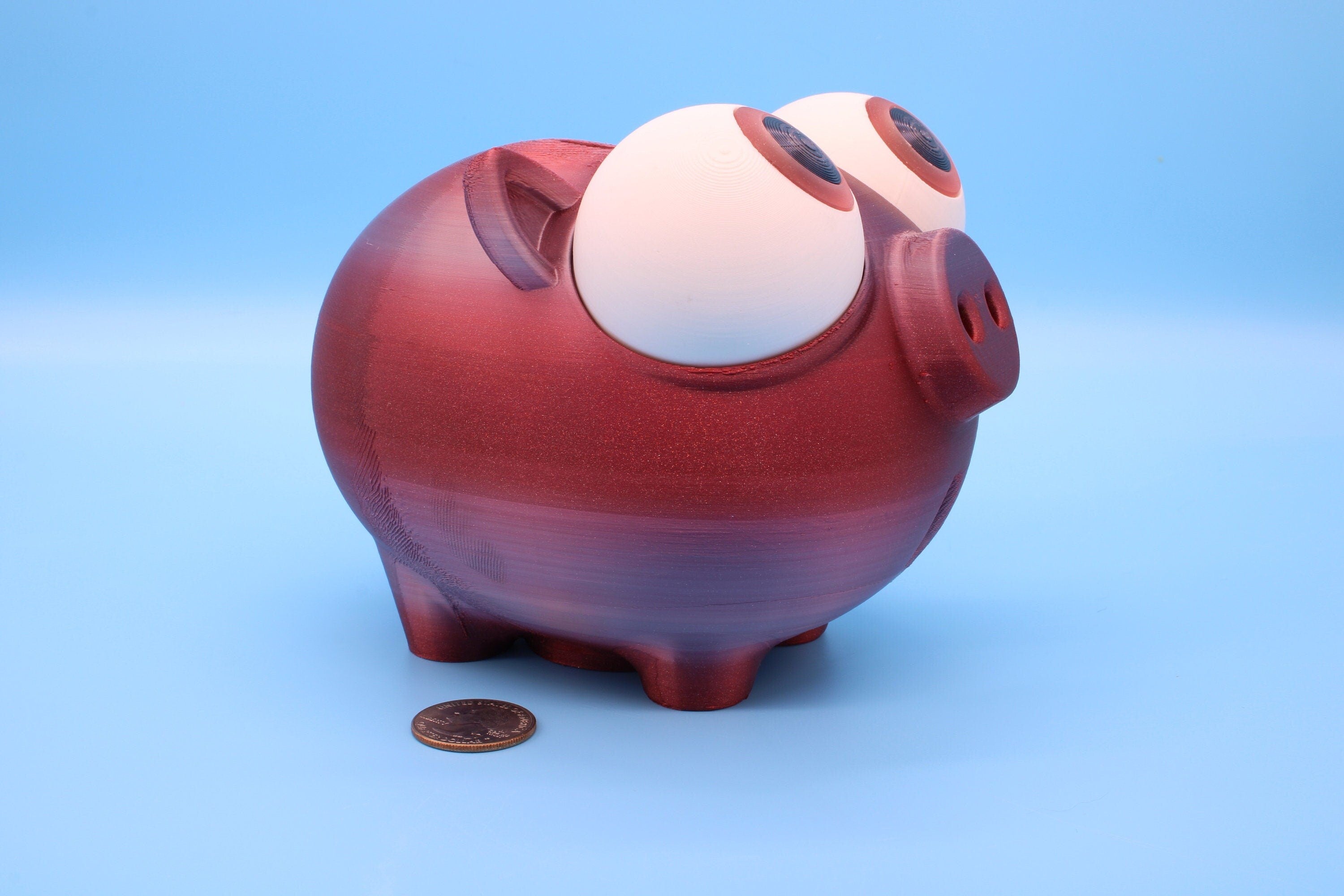 Multi Color Cute Piggy Bank | Eyes Do NOT Move | 3D Printed. Holds Coins | Looks Amazing on display | Removable Turn Knob To Get Coins Out.