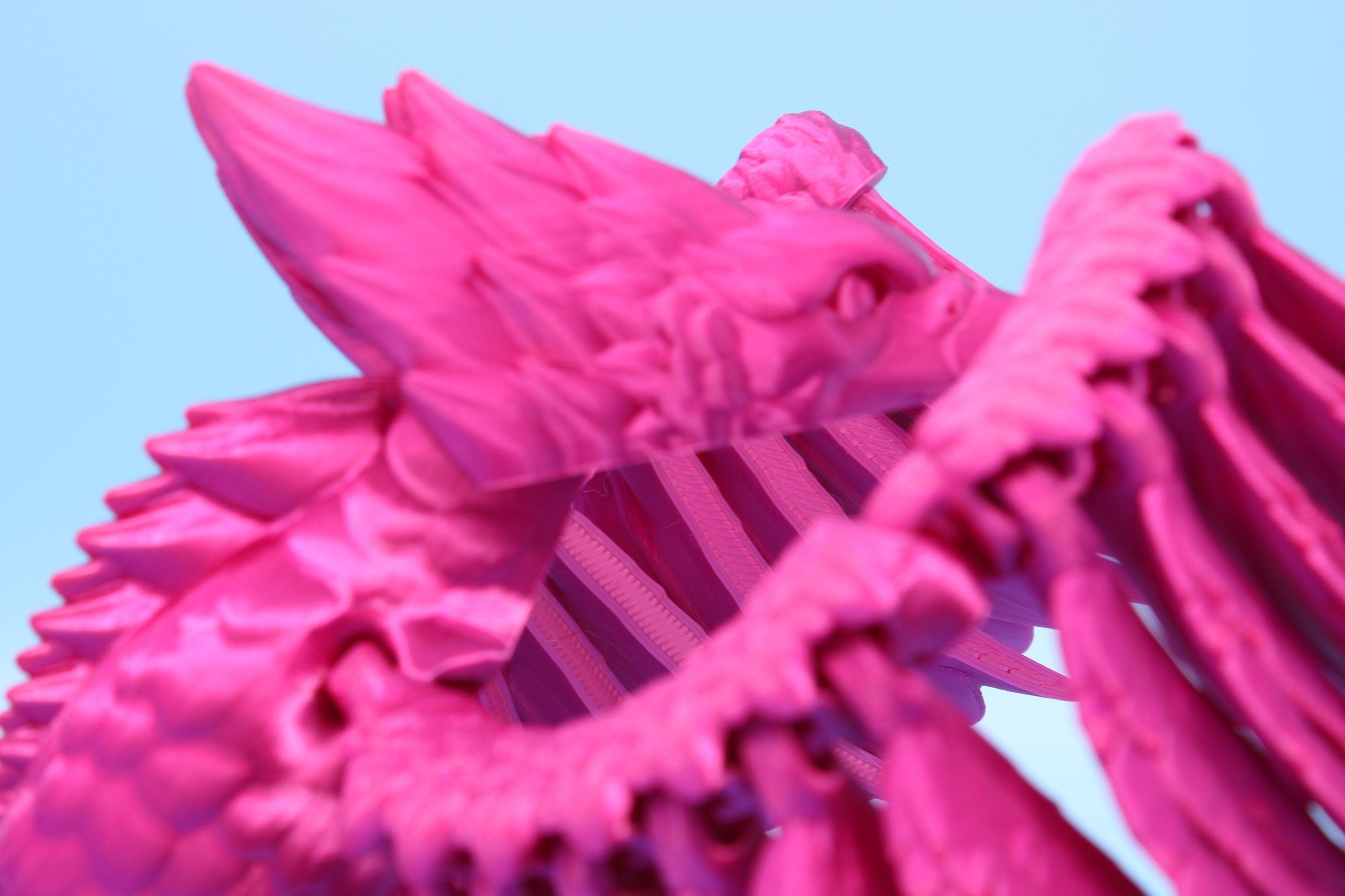 XL Phoenix Pink | Cute Flexi | Unique 3D printed. | Great Articulating fidget toy, desk, sensory toy | 5.5 inch tall | 10 in wing span.