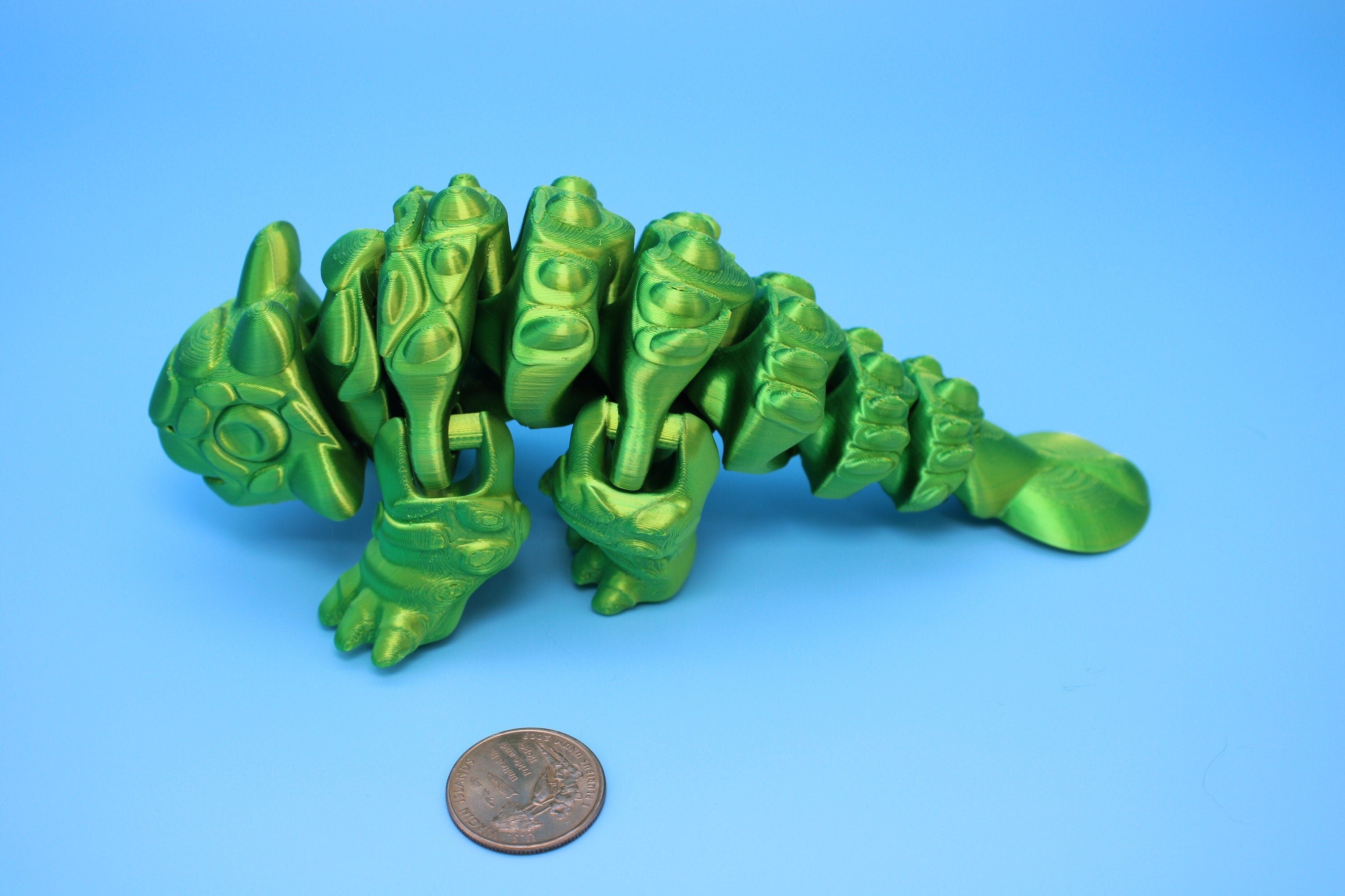 Dinosaur | Ankylosaurus- Green | 3D Printed Cute Dino | 7.25 inches | Fidget Toy | Articulating Dinosaur