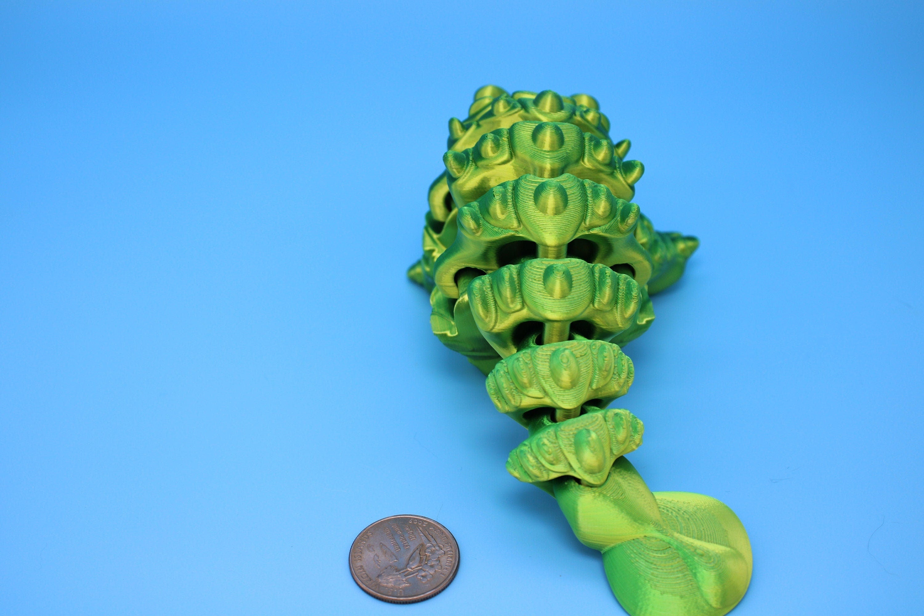 Dinosaur | Ankylosaurus- Green | 3D Printed Cute Dino | 7.25 inches | Fidget Toy | Articulating Dinosaur