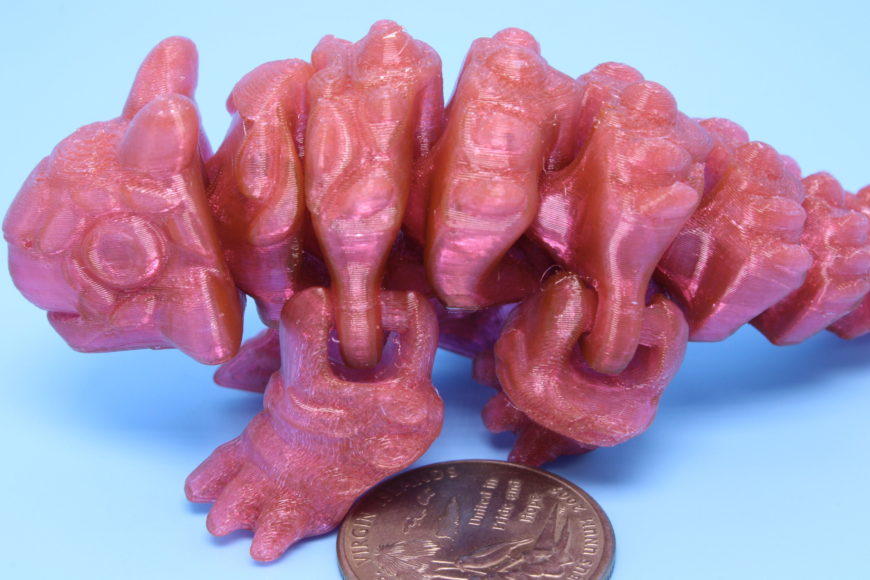 Dinosaur | Ankylosaurus- Pink | Miniature | 3D Printed TPU | Cute Dino | 4.25 inches | Fidget Toy.