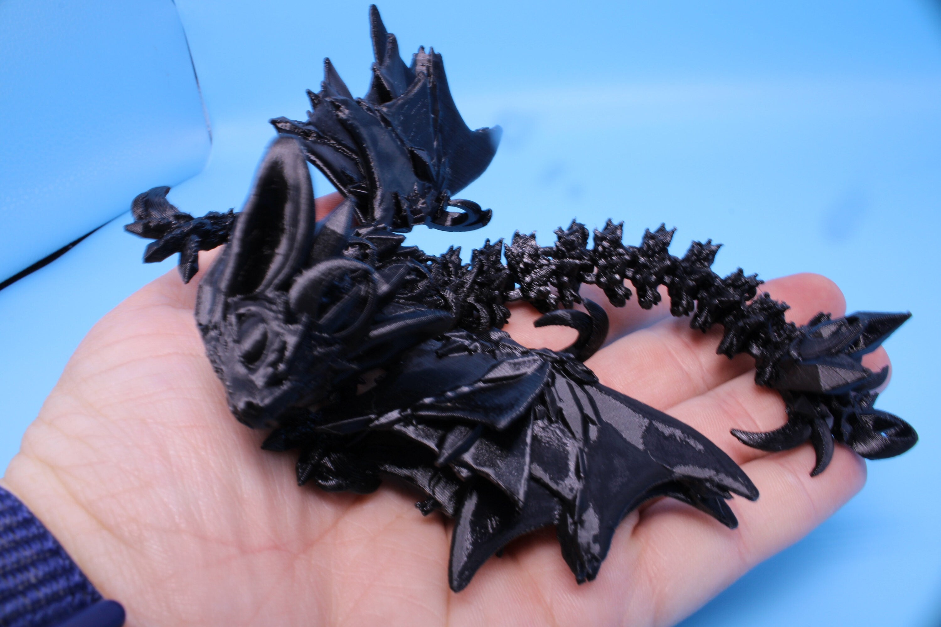 Miniature Flexible Bat Dragon | Black Bat Wing | Articulating Dragon | 3D Printed Fidget | Flexi Toy | Fidget Toy | Sensory Desk Toy