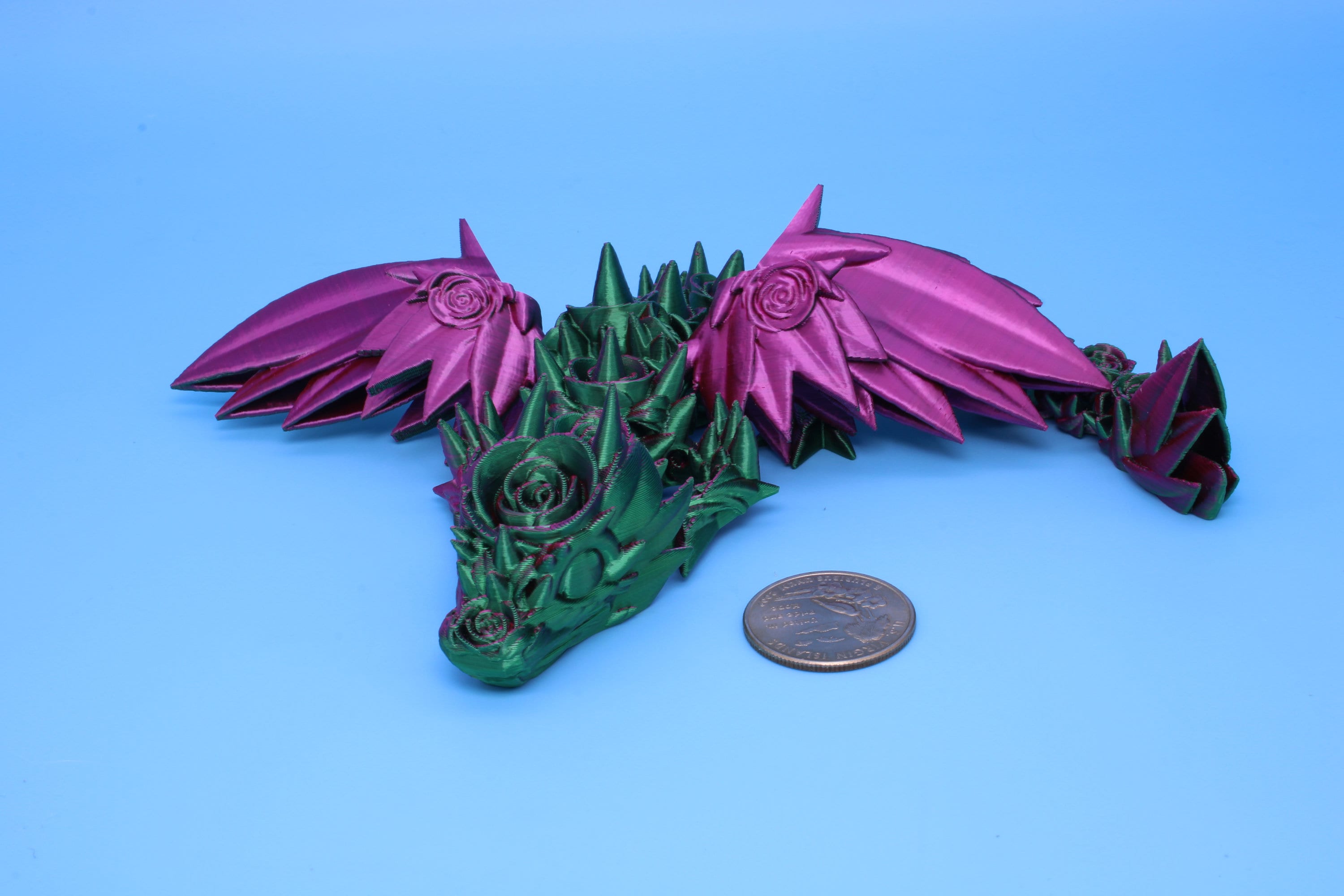 Baby Rose Wing Dragon | 3D Printed | Fidget | Flexi Toy 8.5 in. | Stress Relief Gift