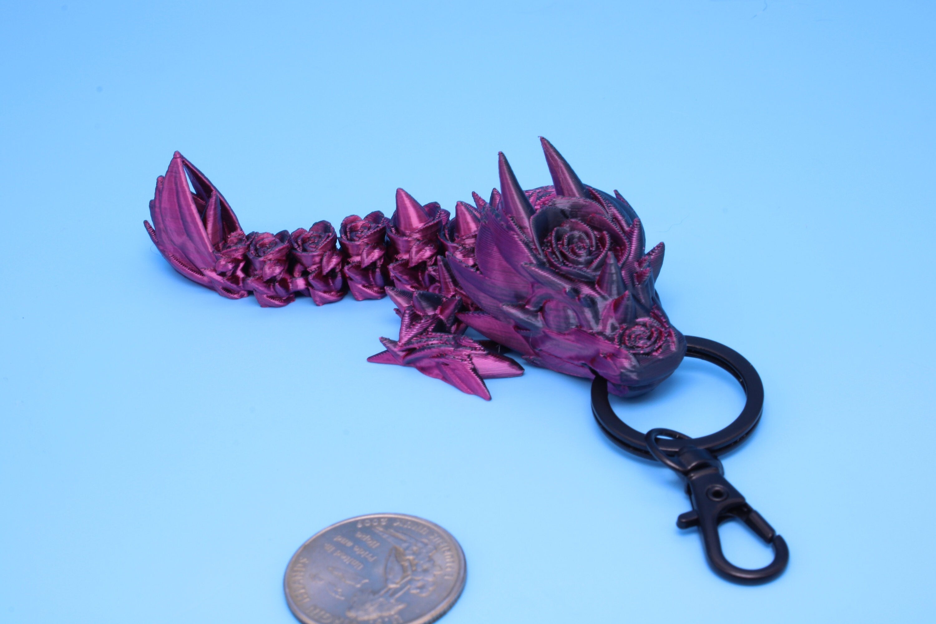 Baby Rose Dragon- Tadling Keychain | 3D Printed Rose Dragon | 4.75 inches Made to Order