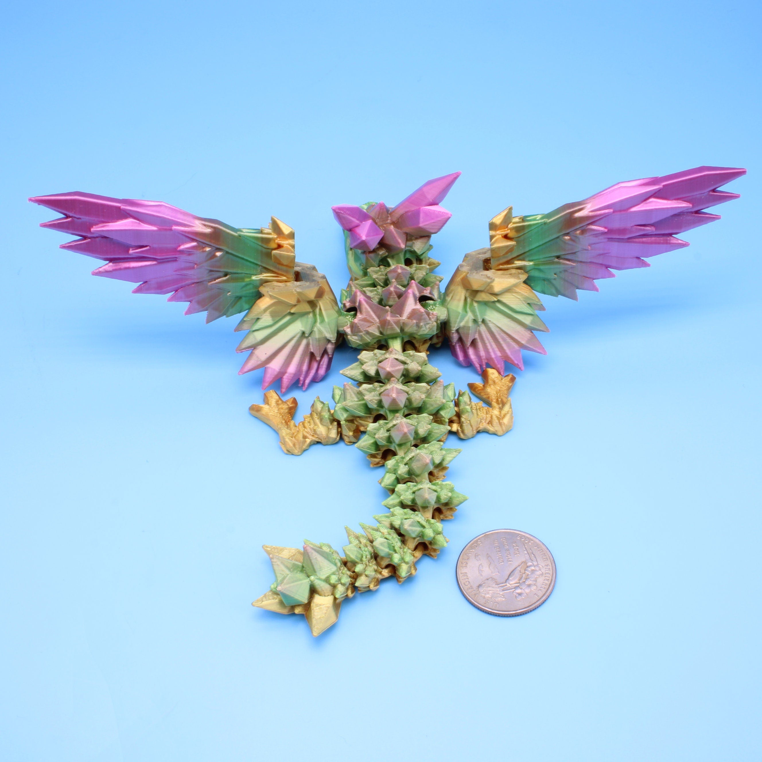 Baby Crystal Wing Dragon | Miniature | 3D printed | 7 in.