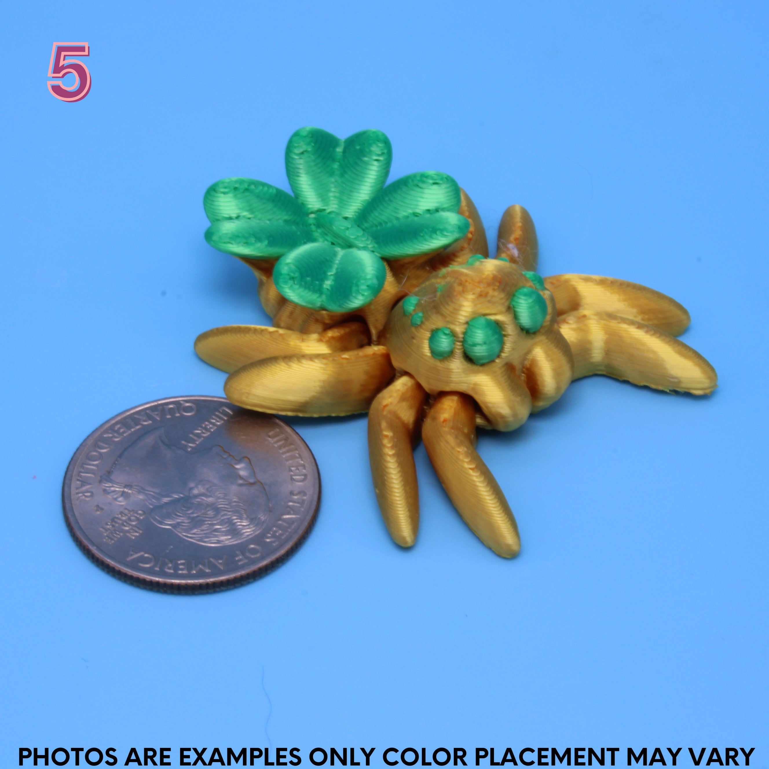 Tiny Spider with Four Leaf Clover- 3D printed