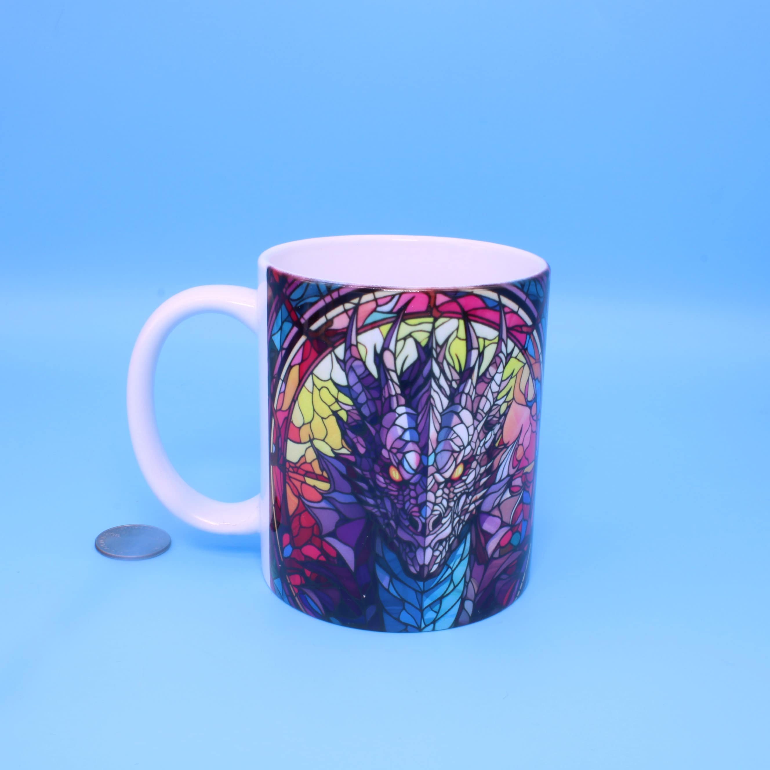 Dragon "Stained Glass" Ceramic Mug - Hot chocolate | Coffee | Hot Tea 11 0z. Perfect gift!