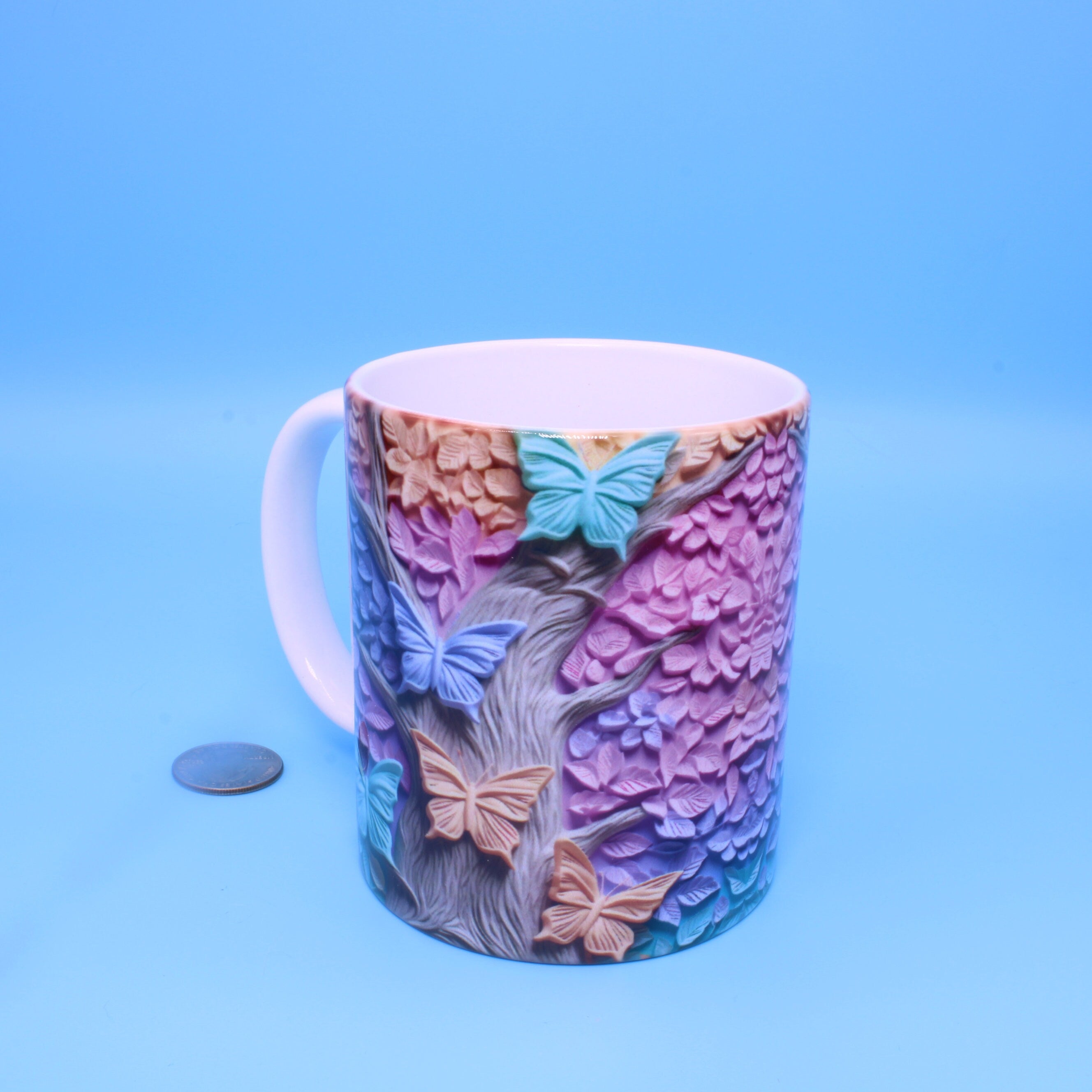 Pastel Butterfly Ceramic Mug - Hot chocolate | Coffee | Hot Tea 11 0z. Perfect gift!