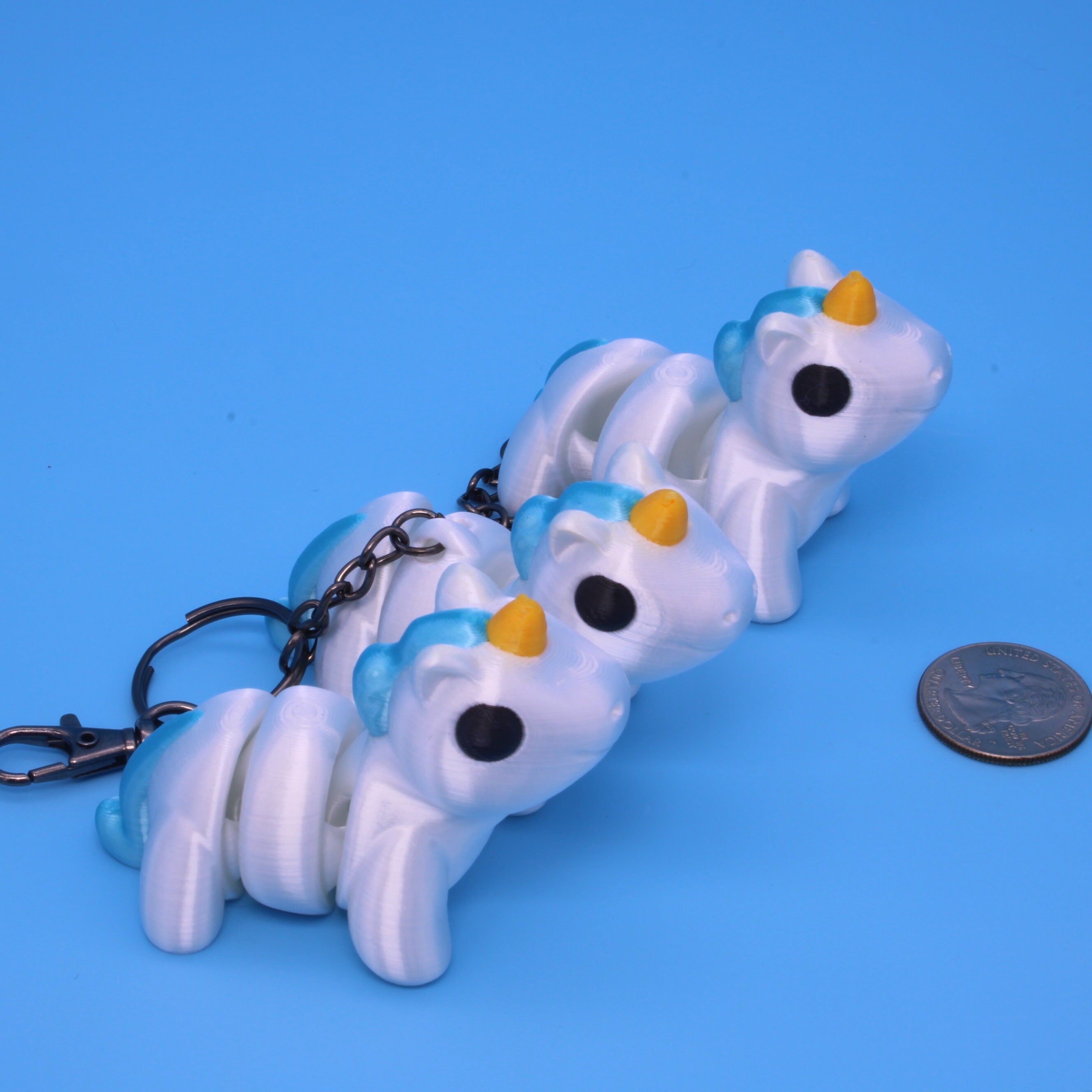 Unicorn, Yellow & Blue, 3 variations available, including keychain | 3D Printed