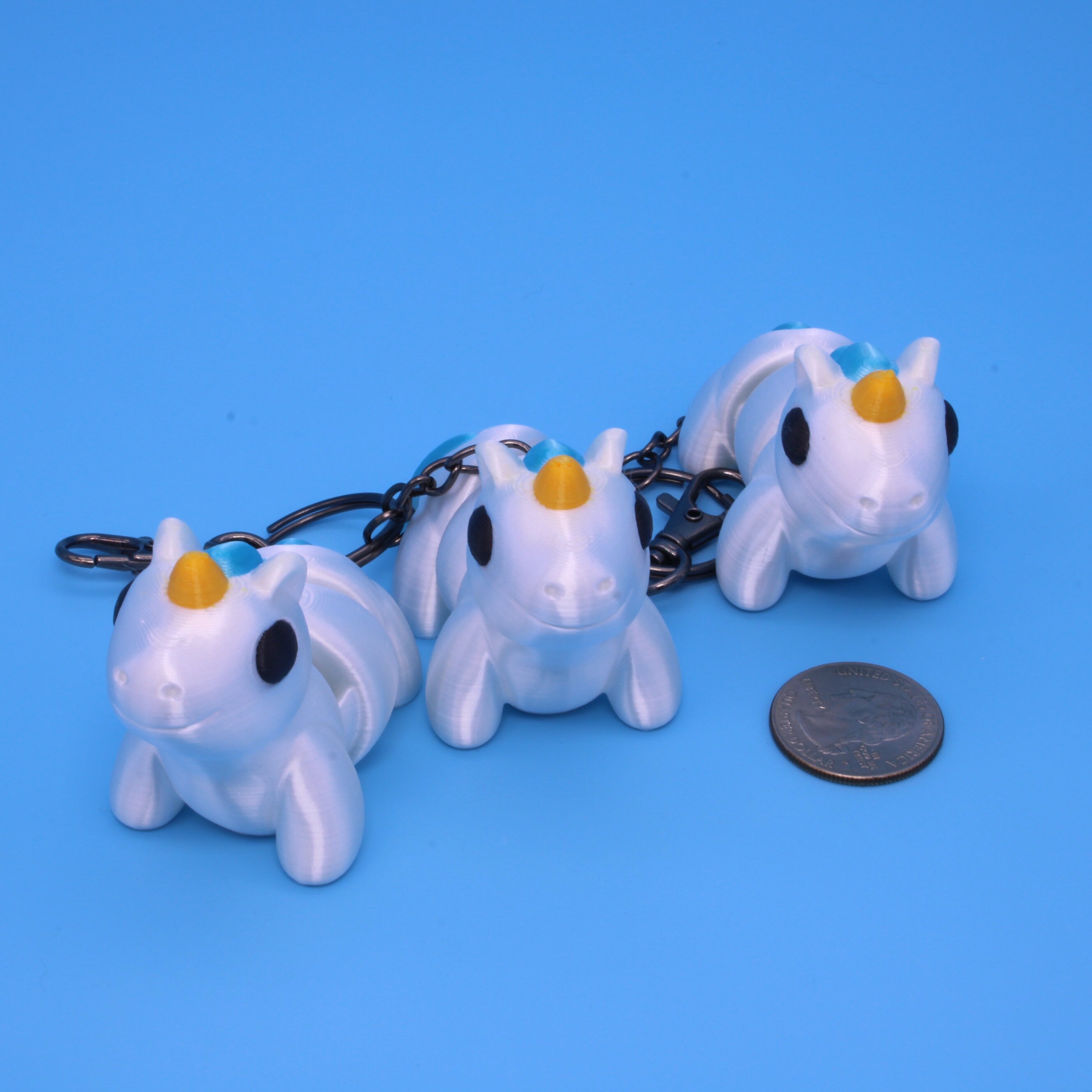 Unicorn, Yellow & Blue, 3 variations available, including keychain | 3D Printed