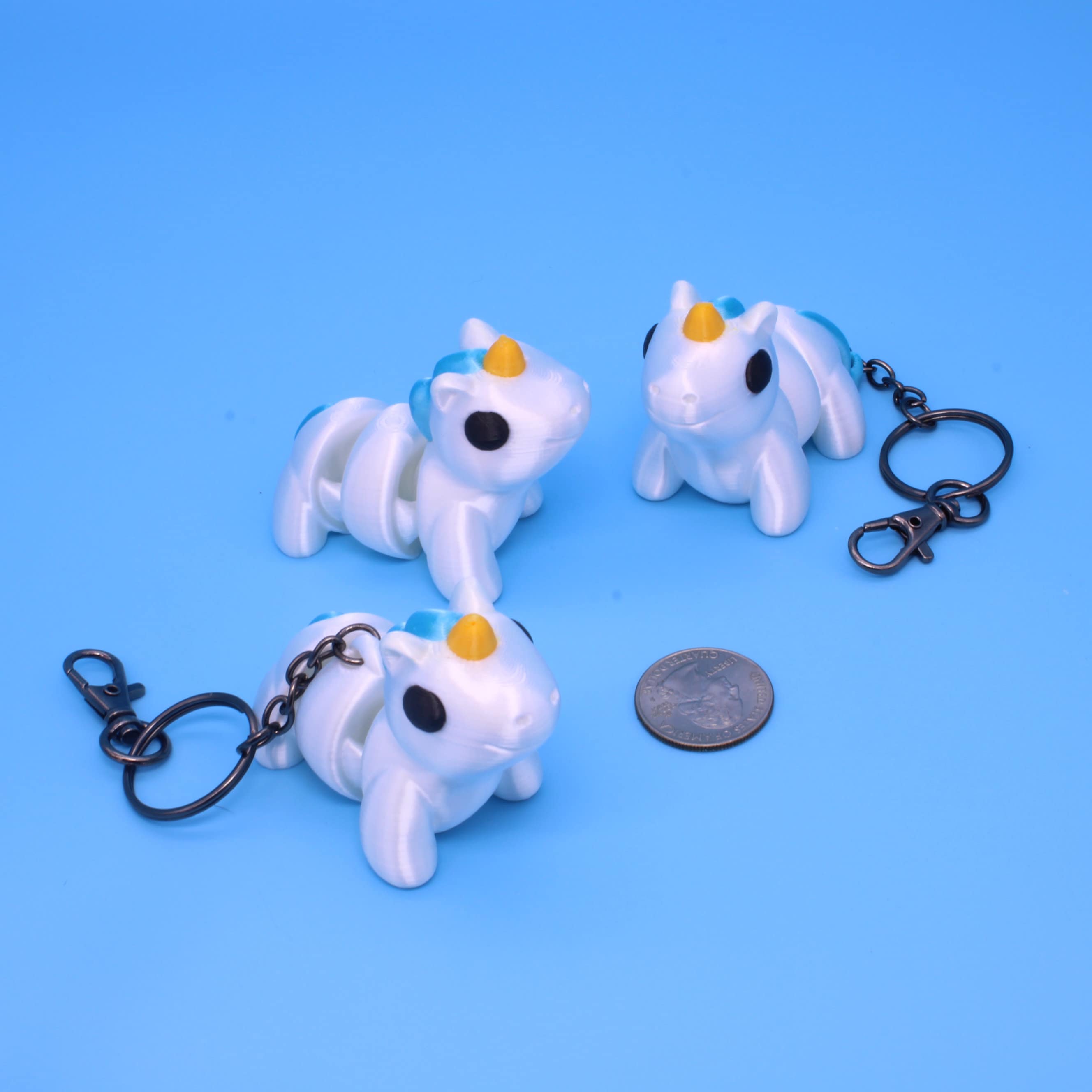 Unicorn, Yellow & Blue, 3 variations available, including keychain | 3D Printed