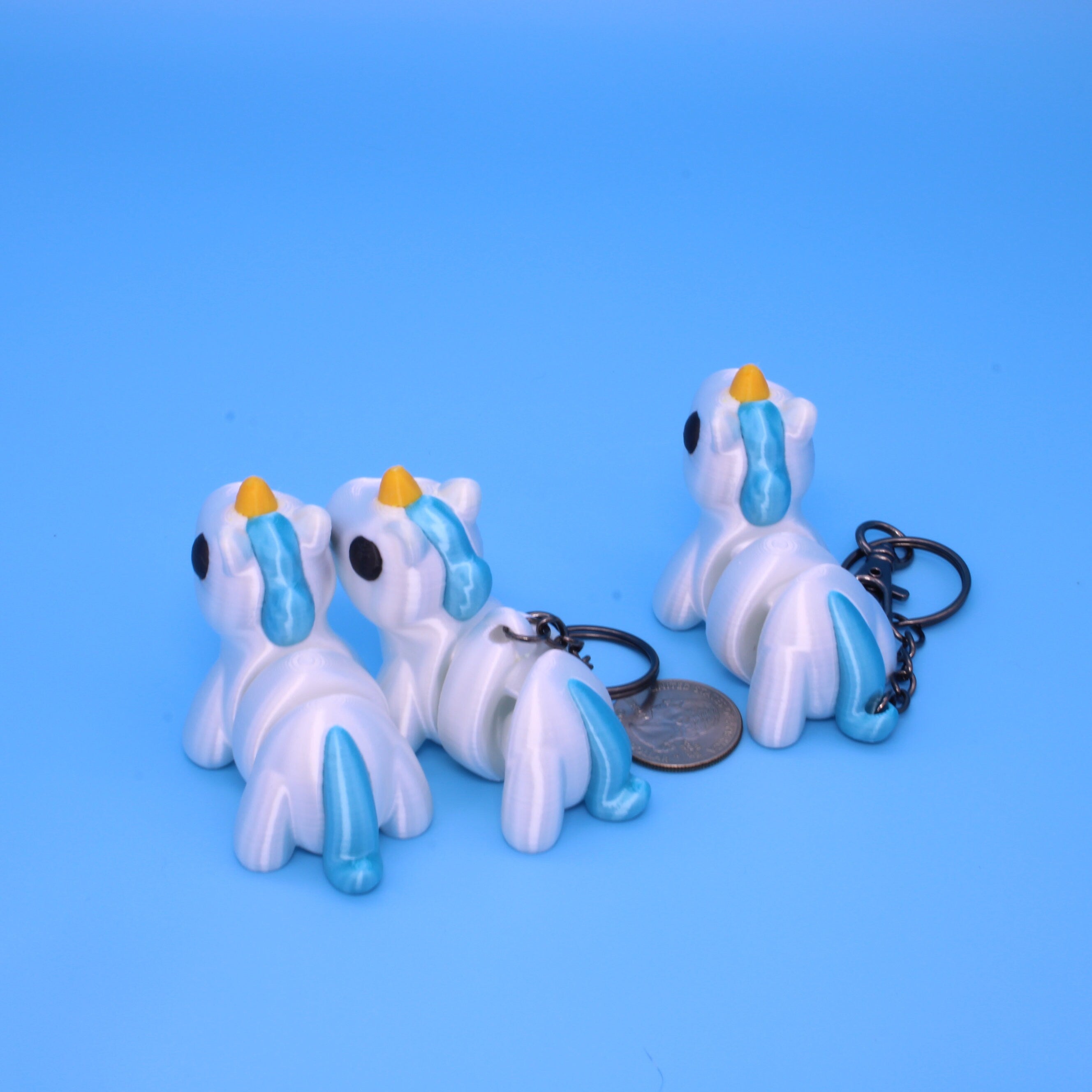 Unicorn, Yellow & Blue, 3 variations available, including keychain | 3D Printed