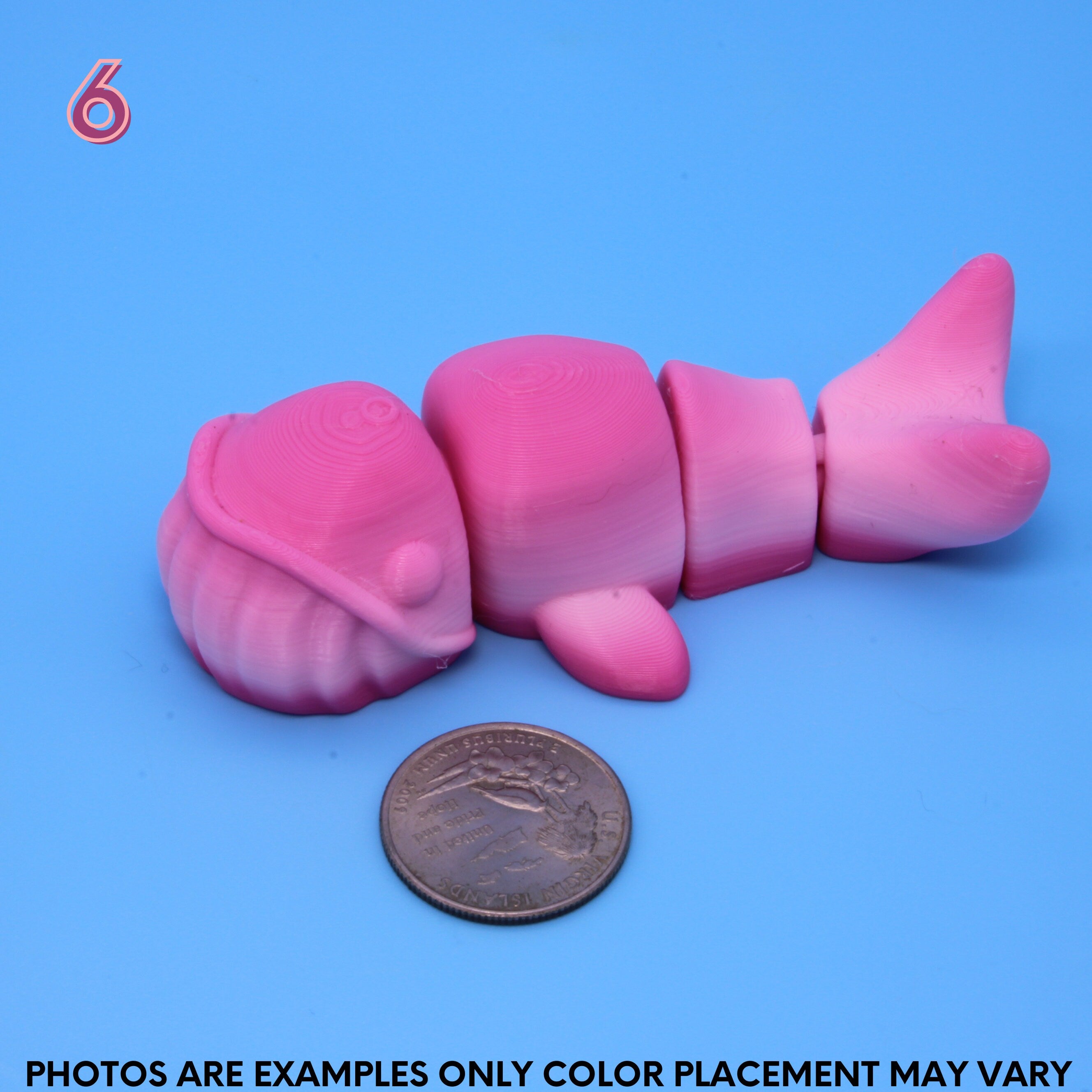 Mixed Lot of Pink Random Gradient, Spiders, Geckos, Whales, & Triceratops | 3D Printed