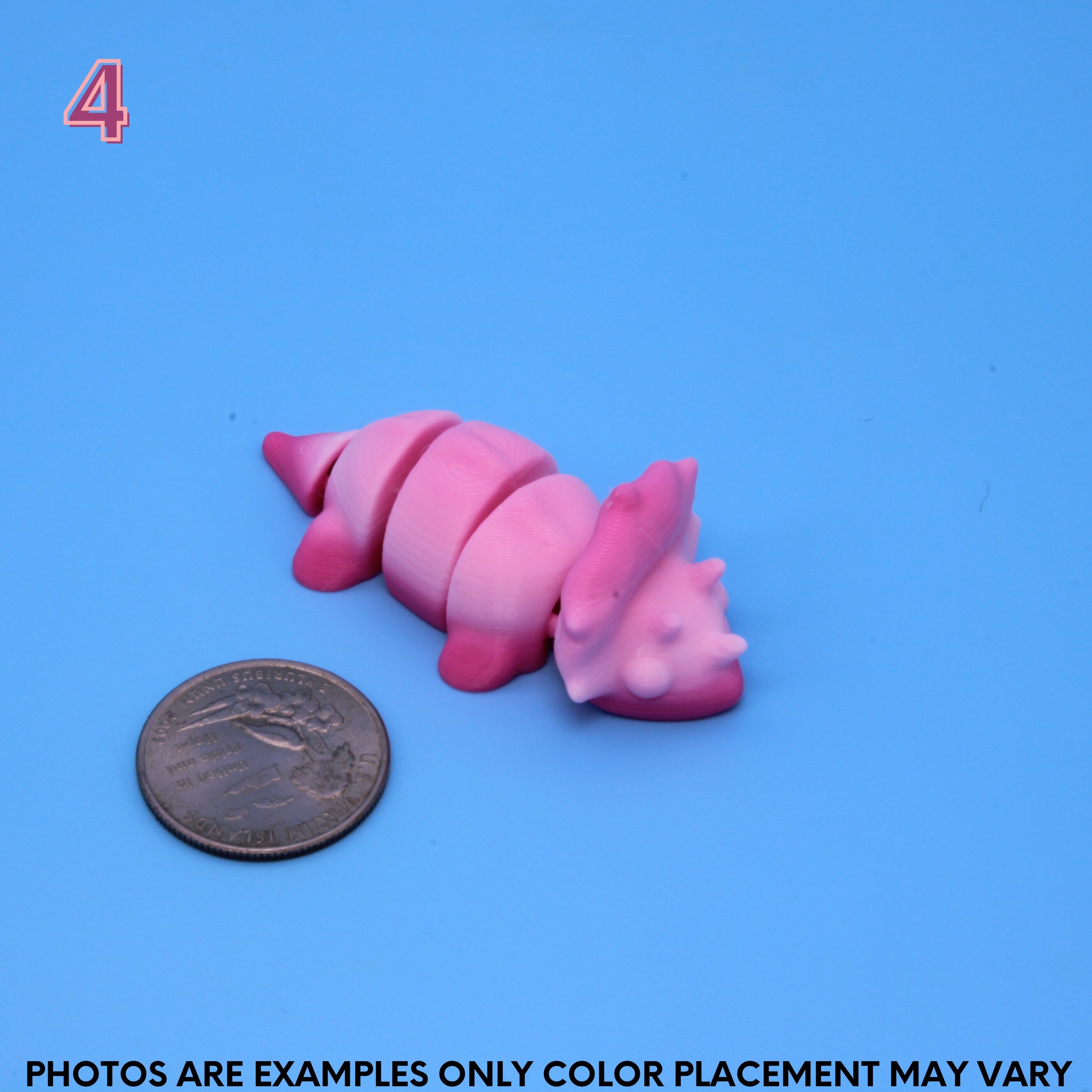 Mixed Lot of Pink Random Gradient, Spiders, Geckos, Whales, & Triceratops | 3D Printed