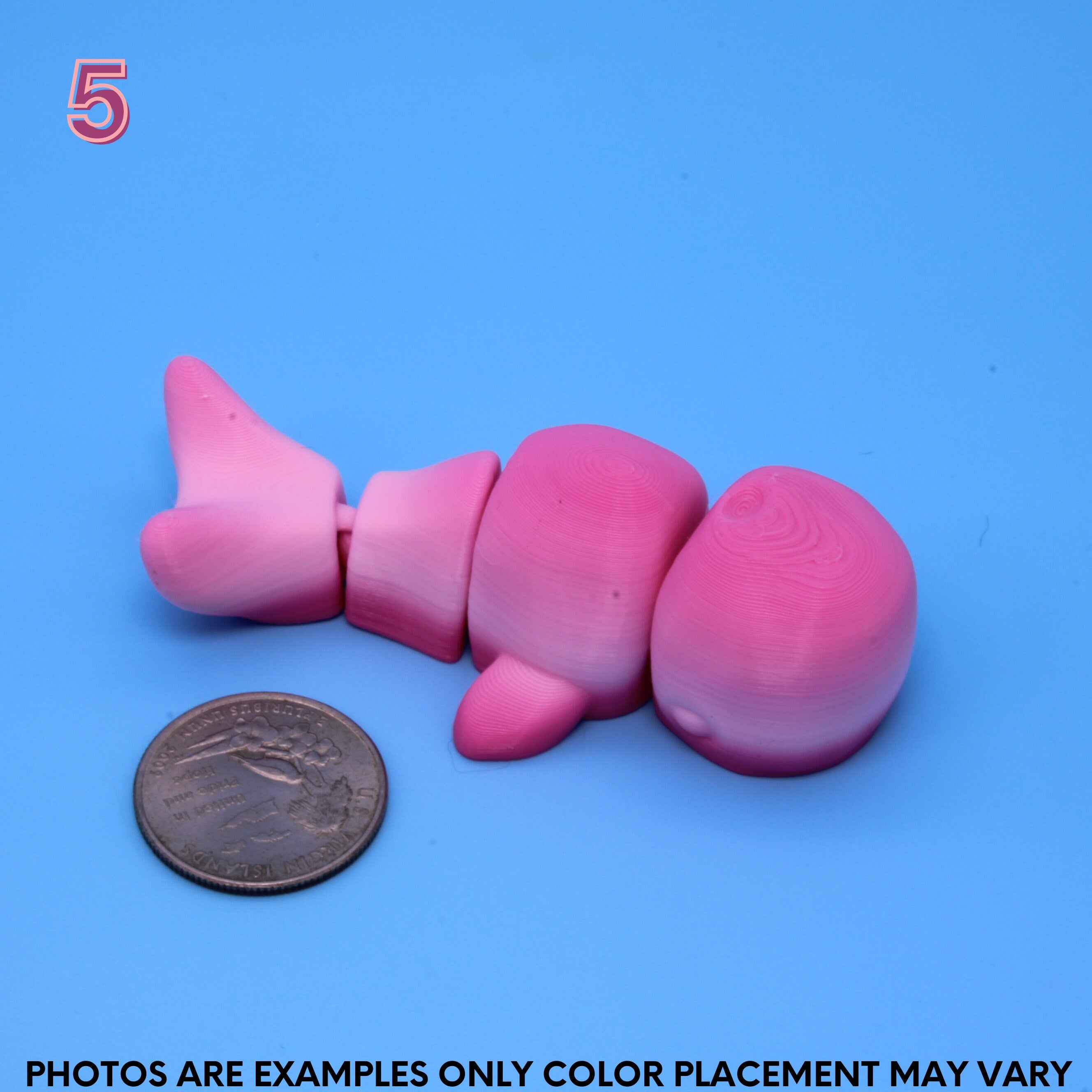 Mixed Lot of Pink Random Gradient, Spiders, Geckos, Whales, & Triceratops | 3D Printed