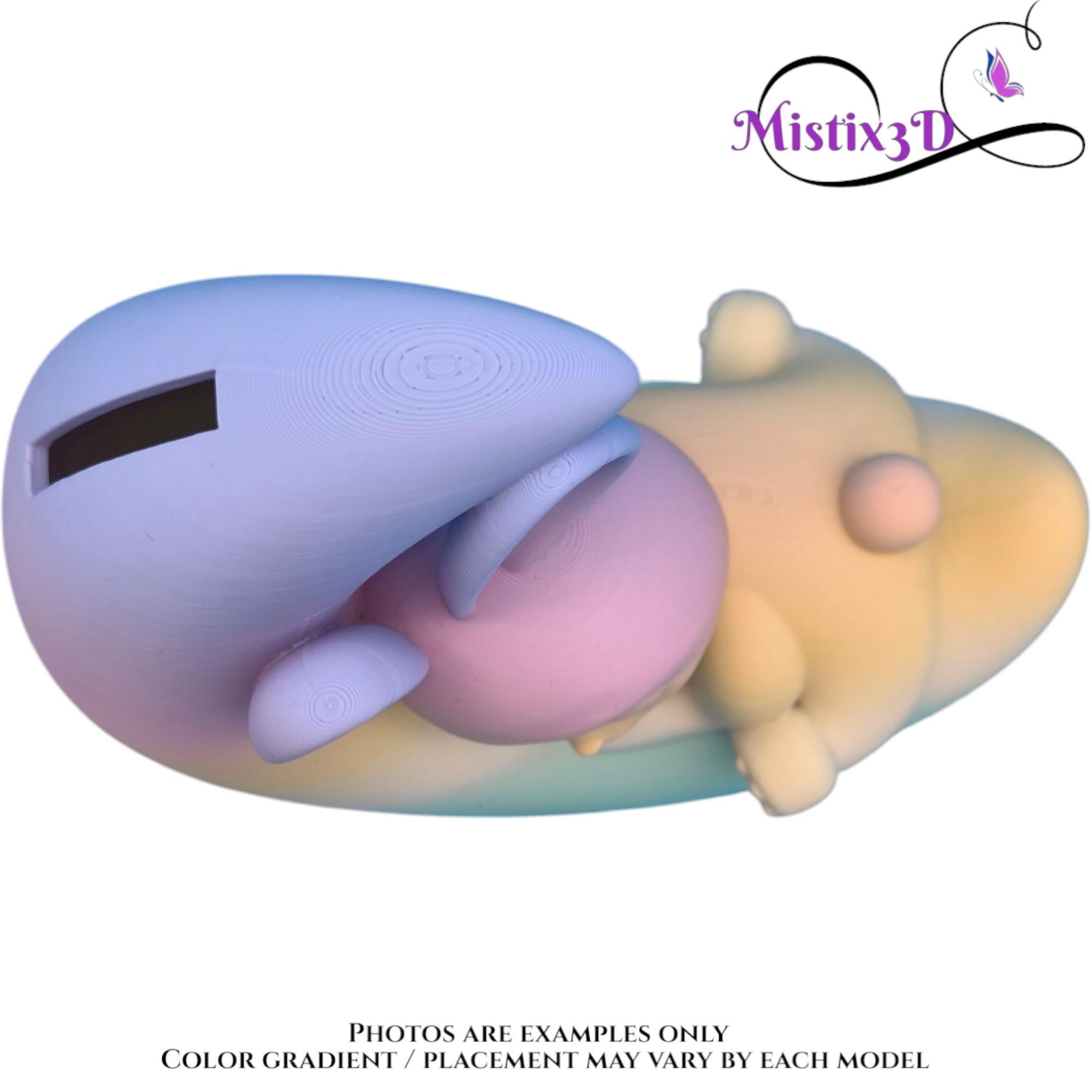 Dreamy Bunny on Crescent Moon Piggy Bank Random Gradient – PLA Plastic Desk Decor & Unique Coin Bank Gift | Authorized Seller Cobotech