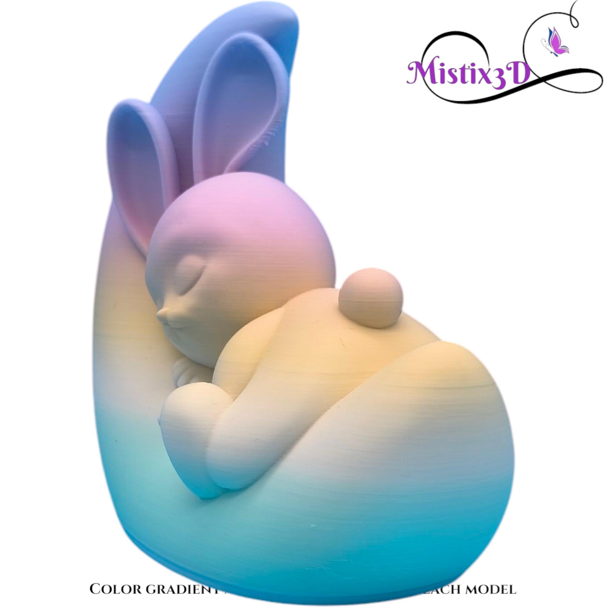 Dreamy Bunny on Crescent Moon Piggy Bank Random Gradient – PLA Plastic Desk Decor & Unique Coin Bank Gift | Authorized Seller Cobotech